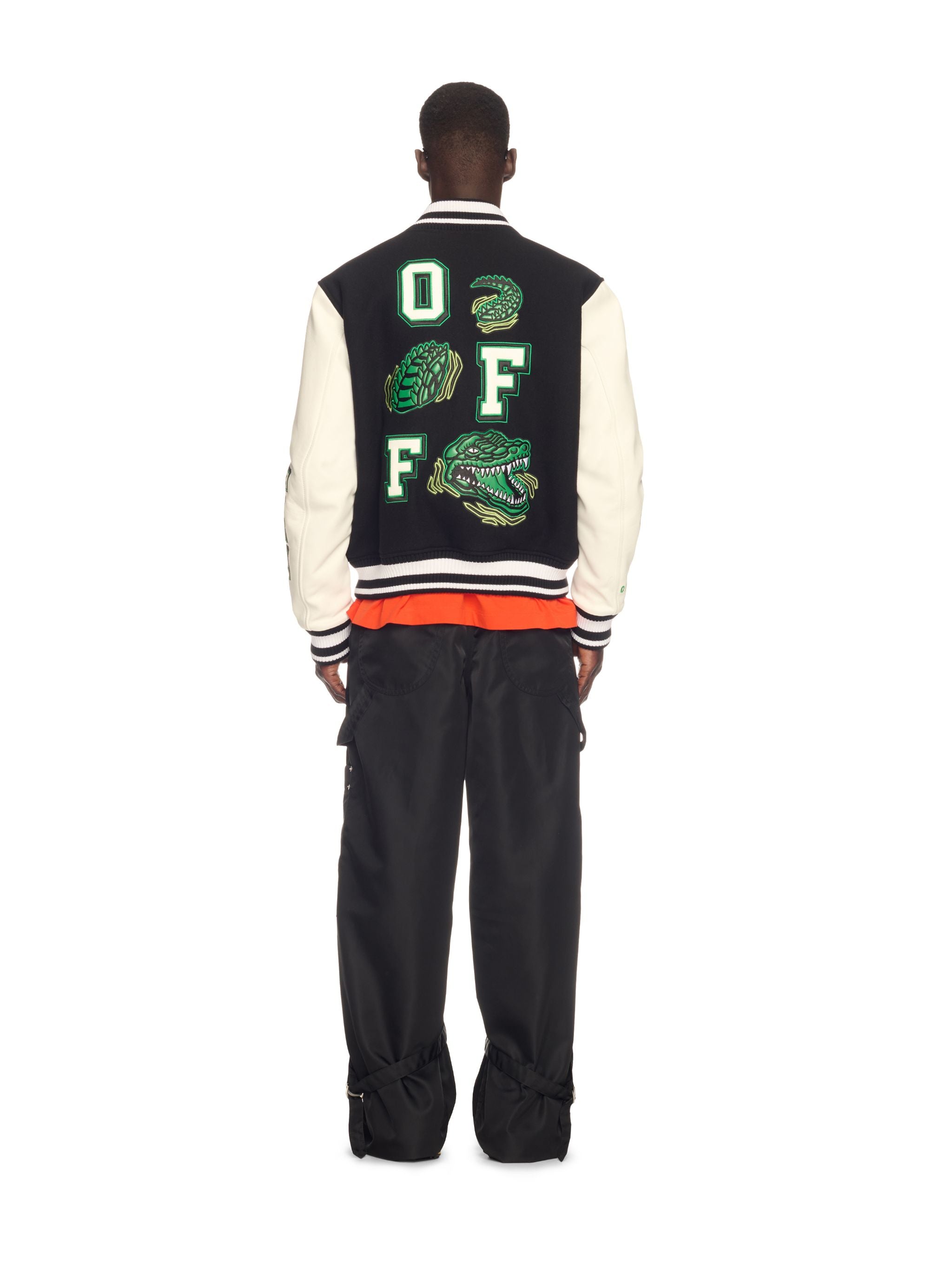 Off-White Off Croco Lea Wool Varsity Jk Black