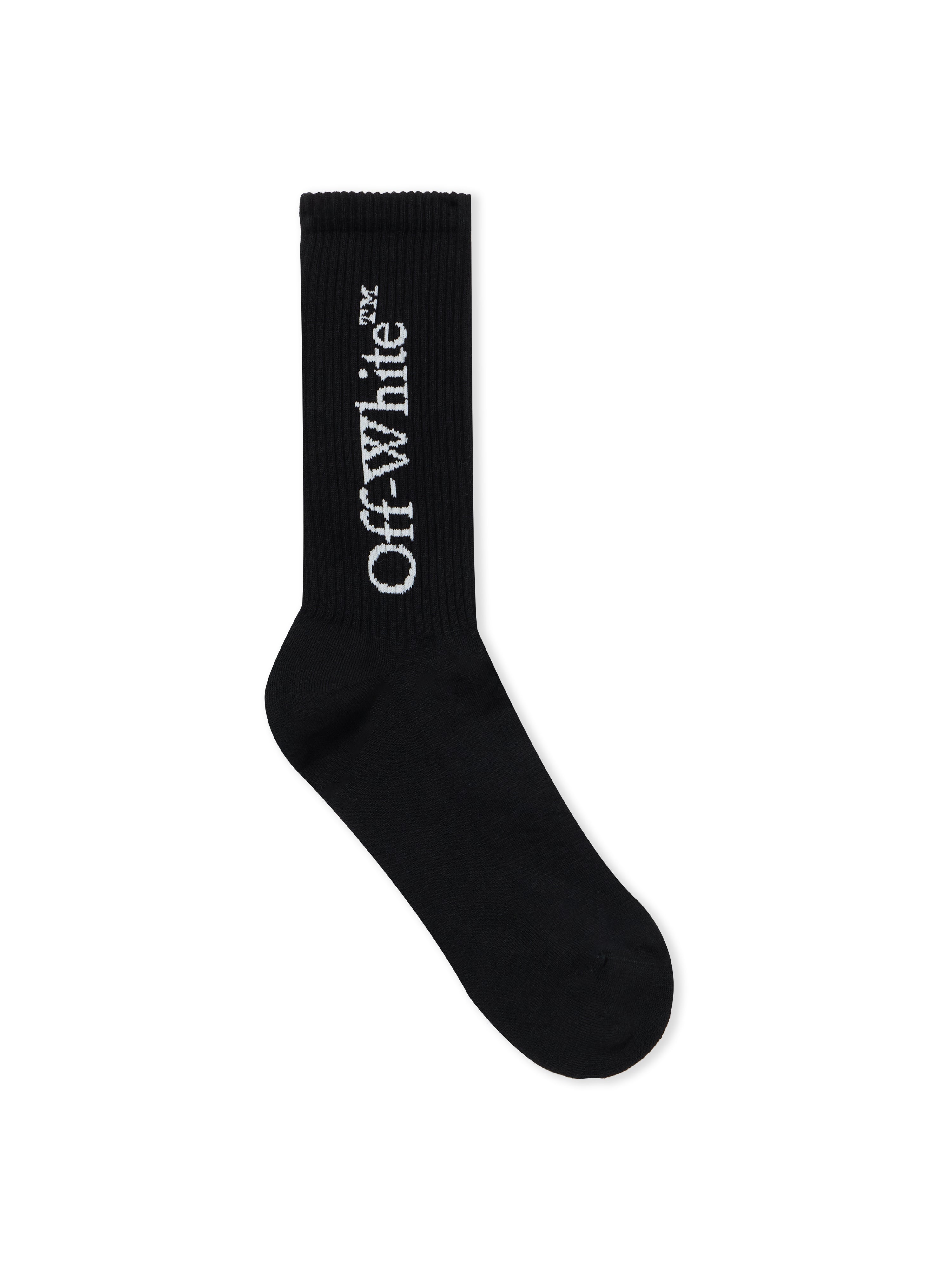 Off-White Quote Mid Calf Socks Black