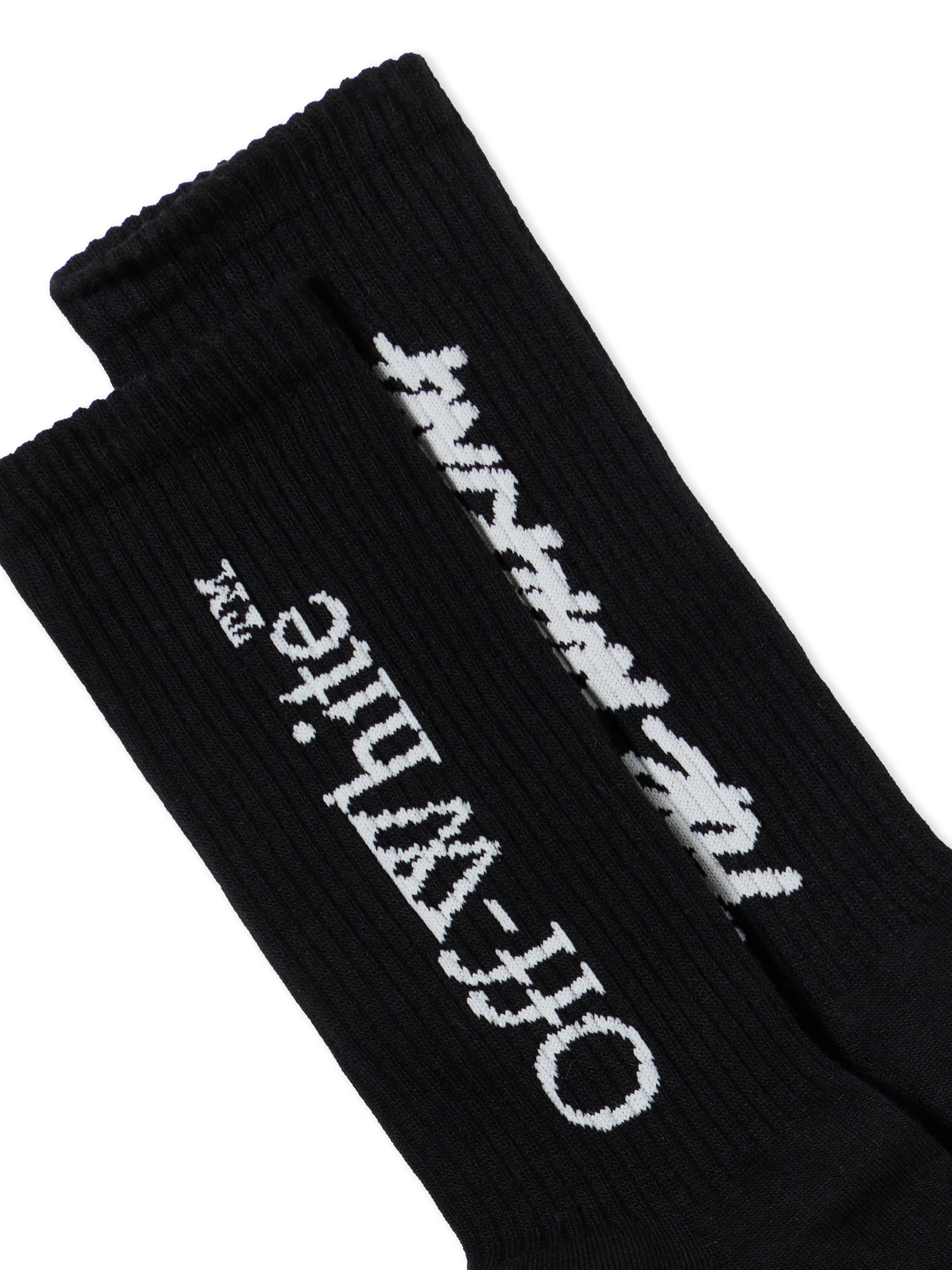 Off-White Quote Mid Calf Socks Black