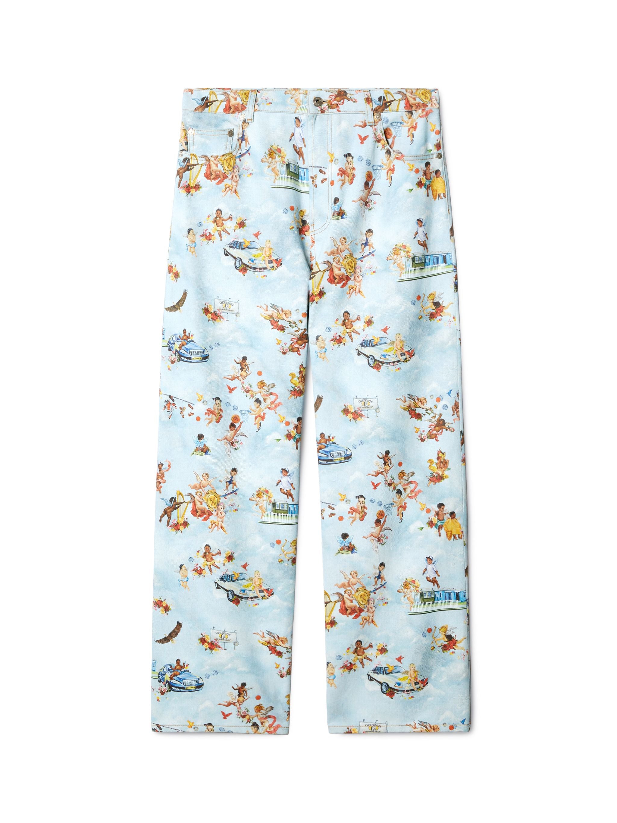 Off-White Fresco Print Straight Jeans Blue