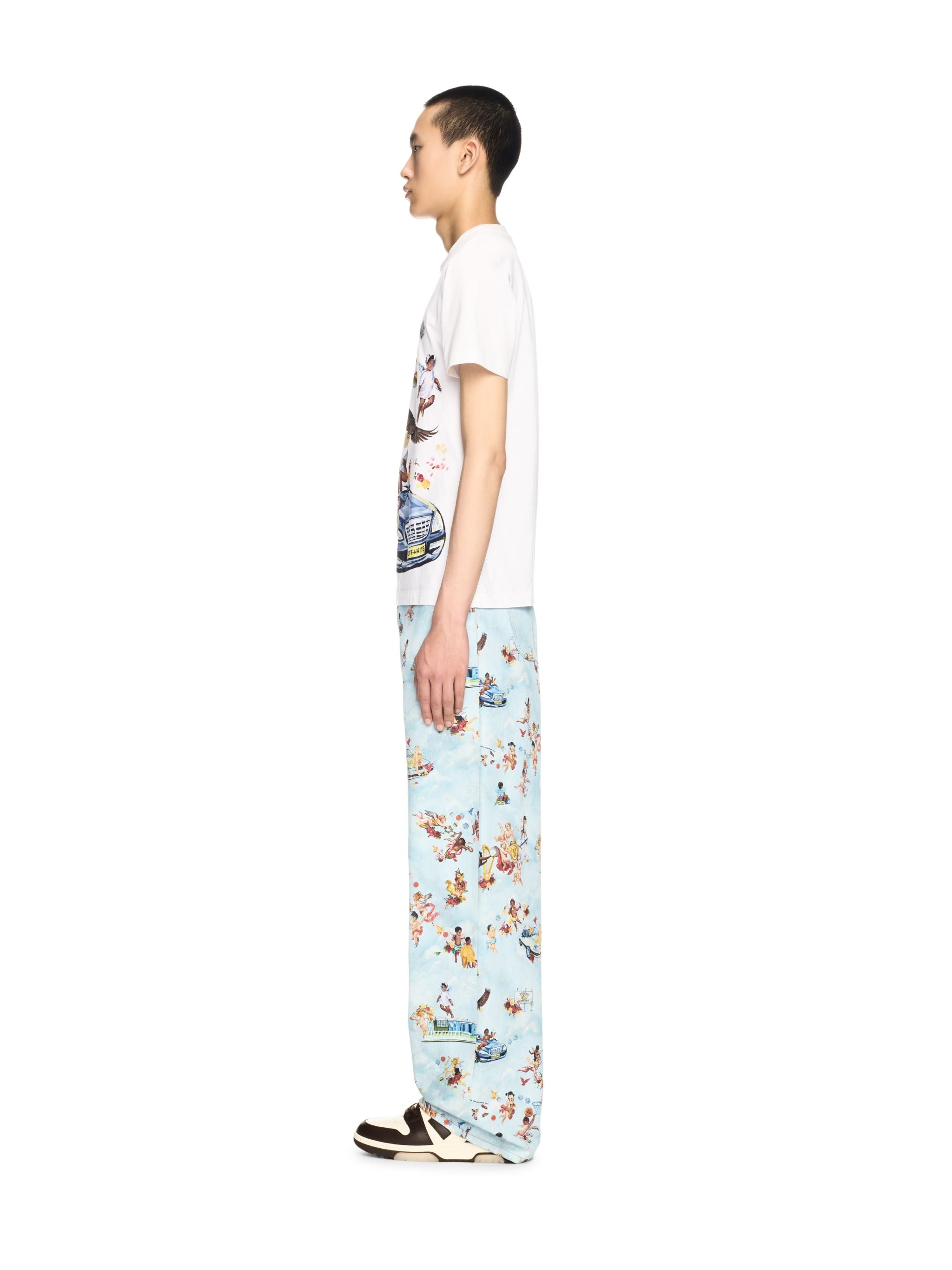 Off-White Fresco Print Straight Jeans Blue