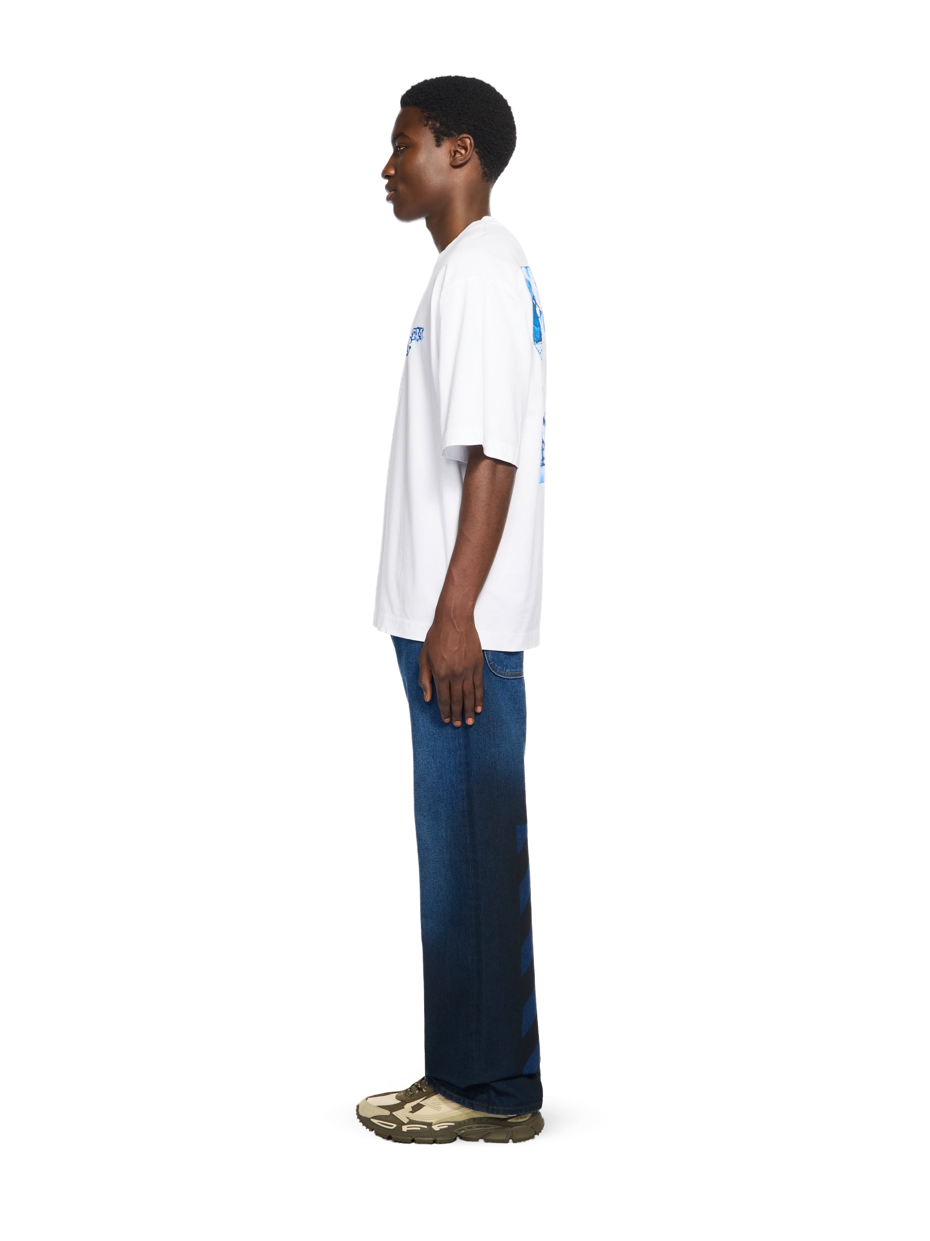 Off-White Spray Diagonal Relax Jeans Blue
