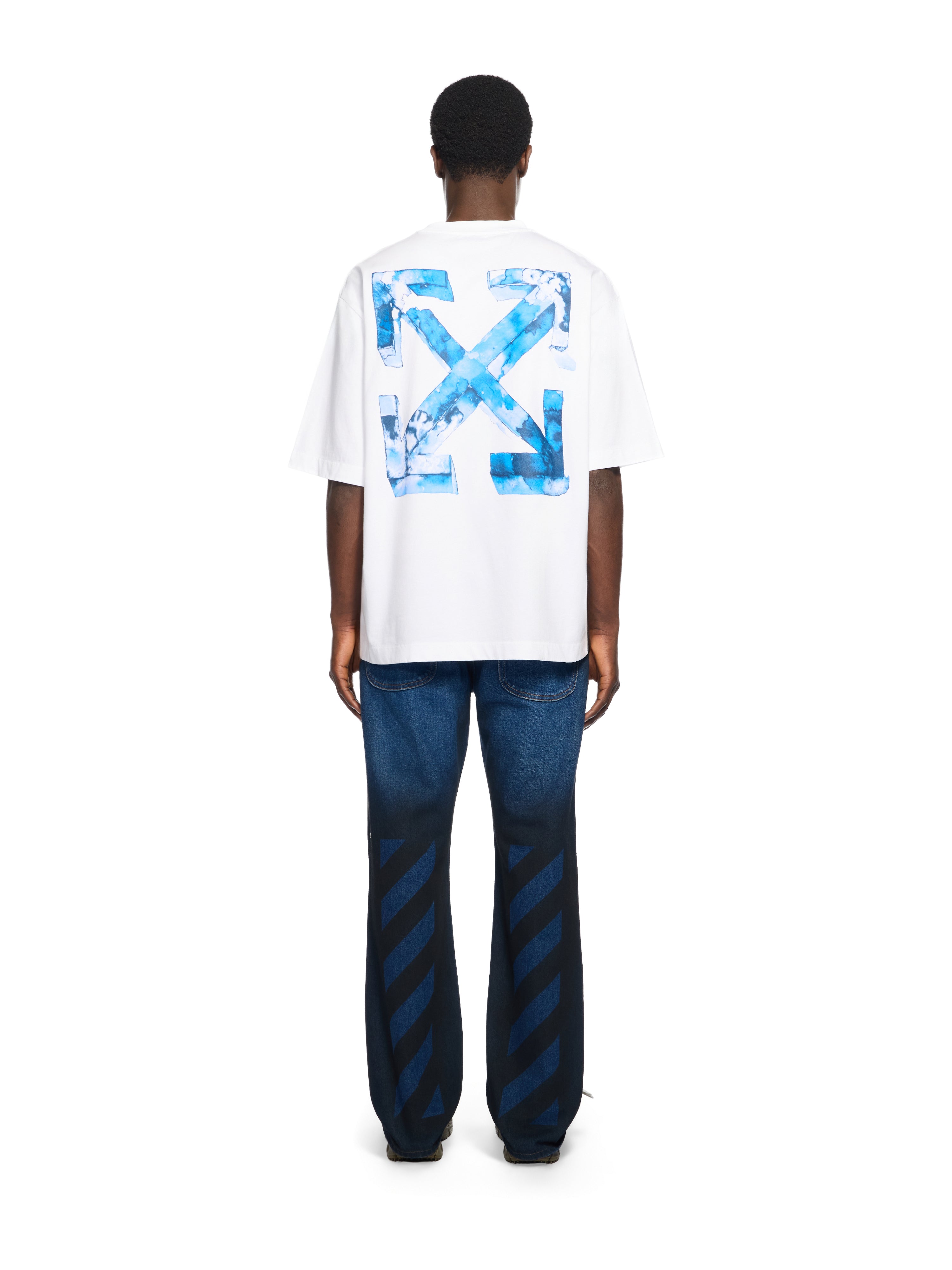 Off-White Spray Diagonal Relax Jeans Blue