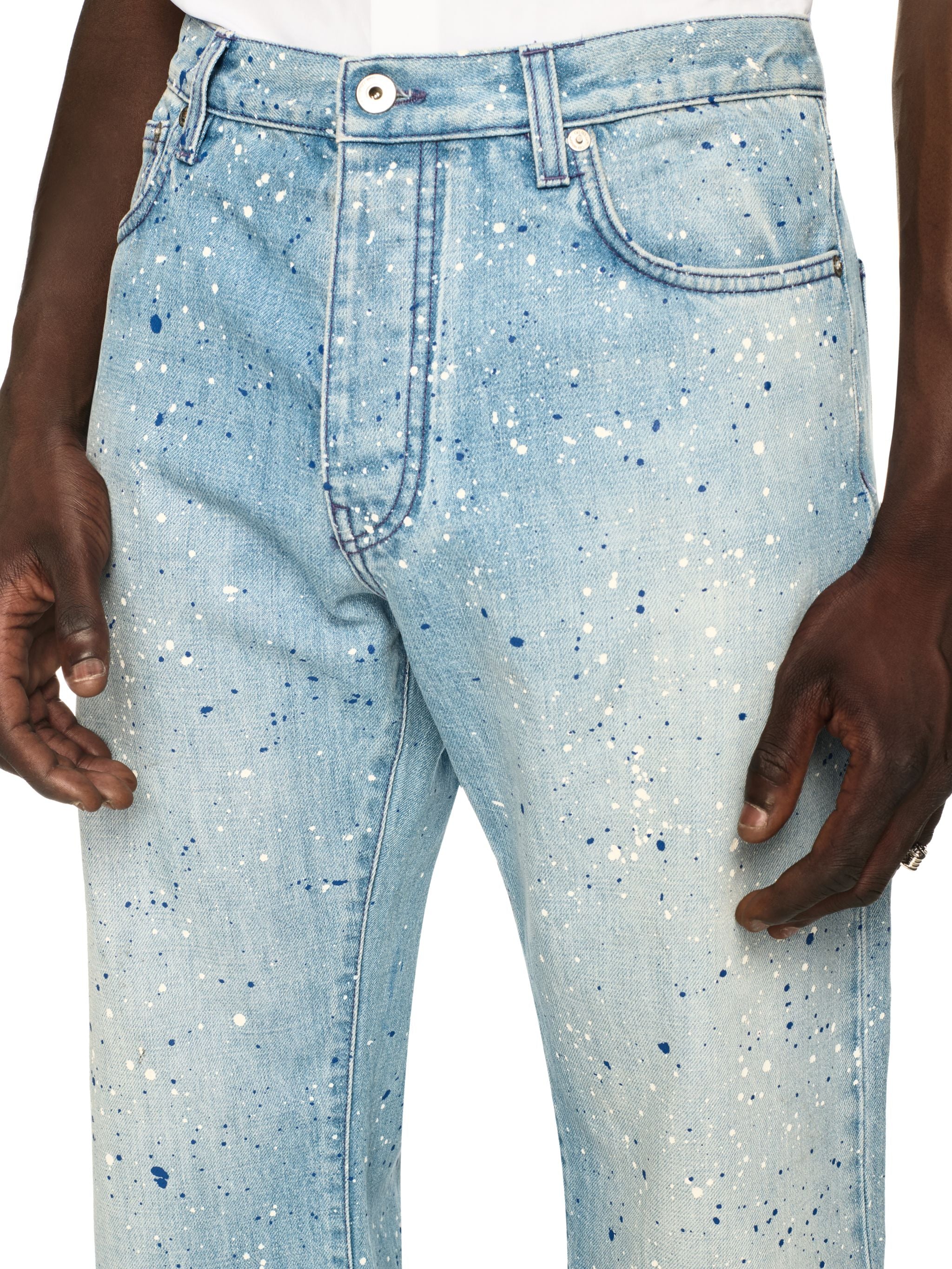 Off-White Paint Relaxed Jeans Blue