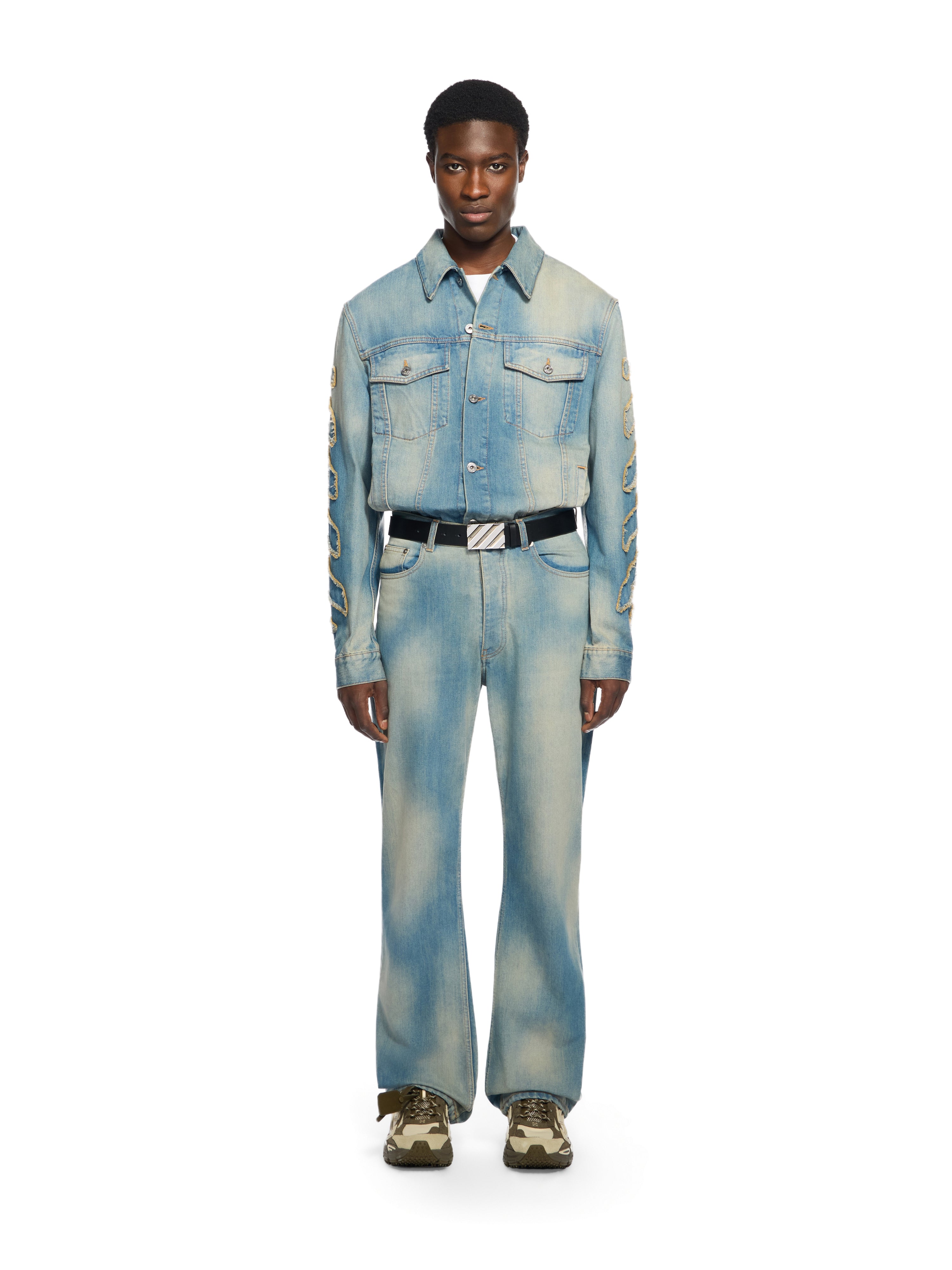 Off-White Diagonal Raw Patch 90S Skate Jeans Blue