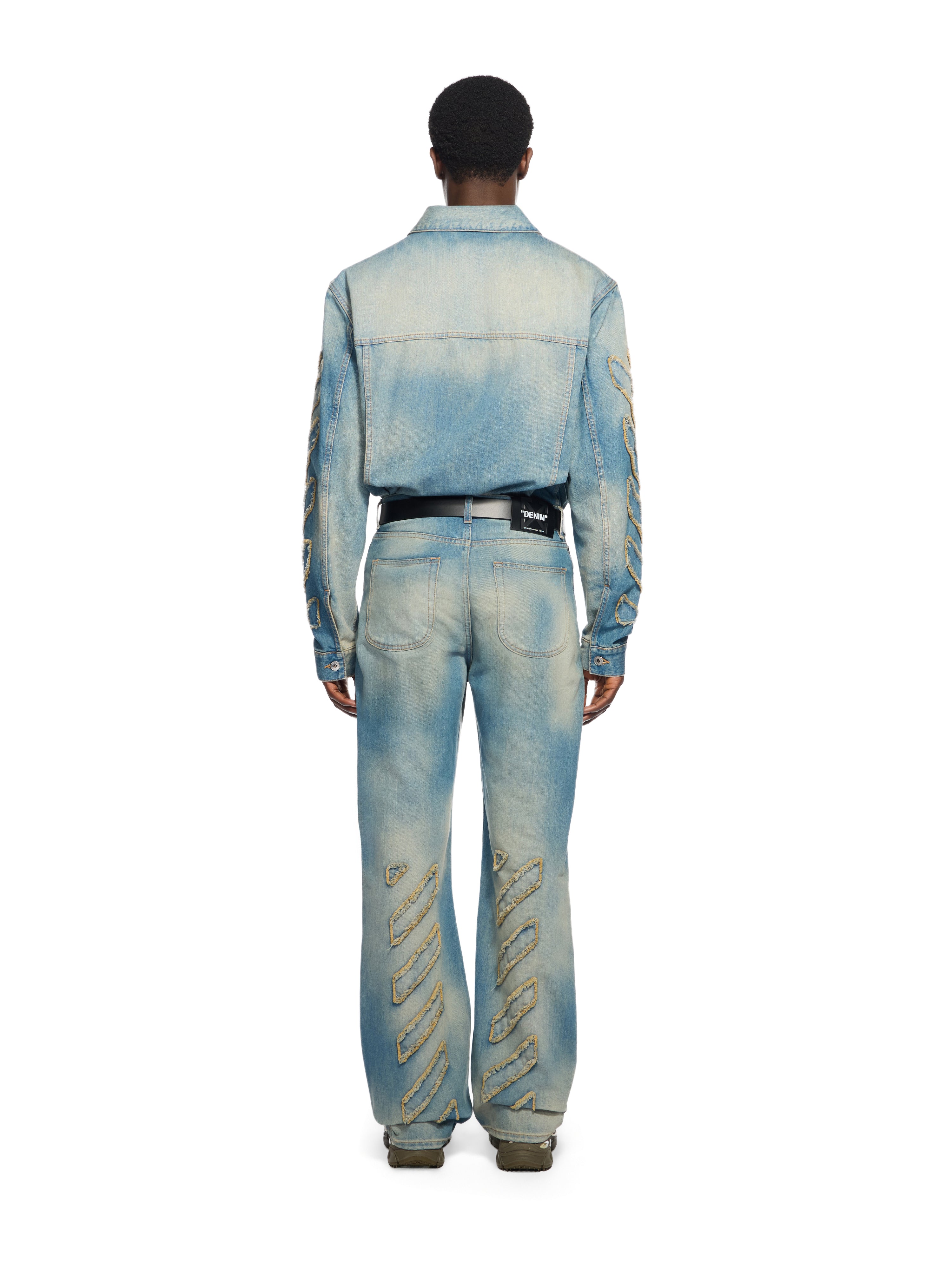 Off-White Diagonal Raw Patch 90S Skate Jeans Blue