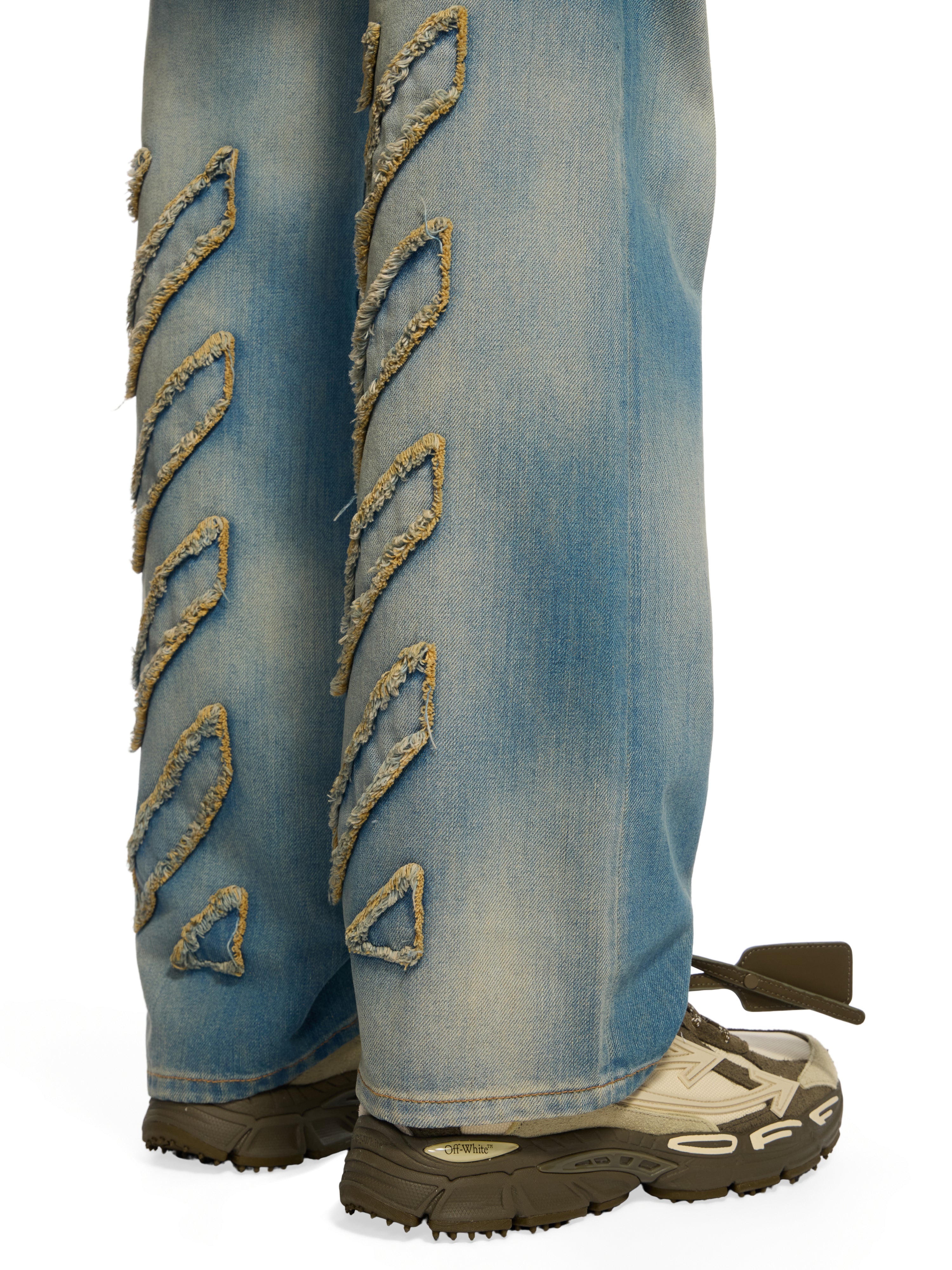 Off-White Diagonal Raw Patch 90S Skate Jeans Blue