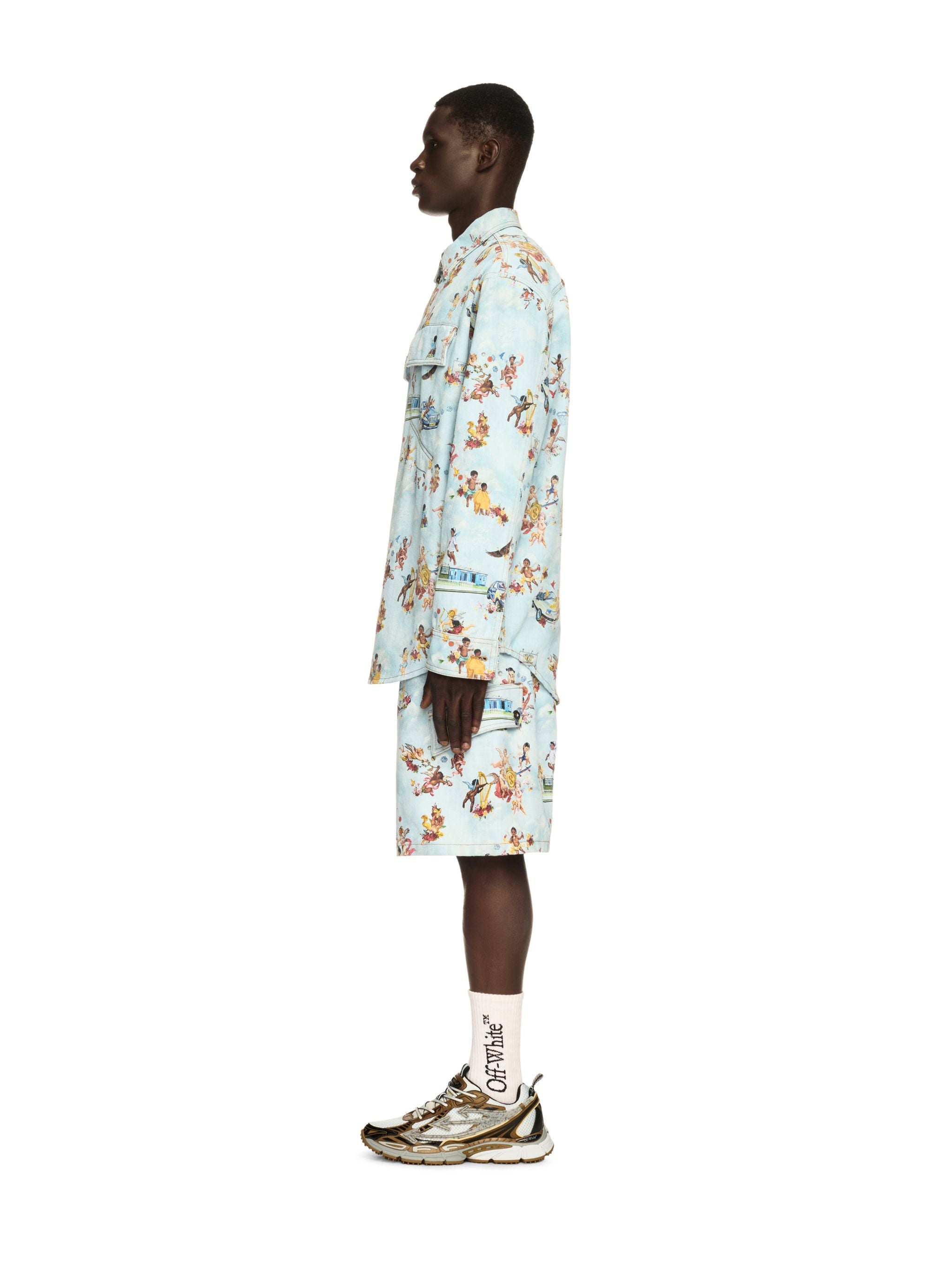 Off-White Fresco Print Den Milit Shirt Blue