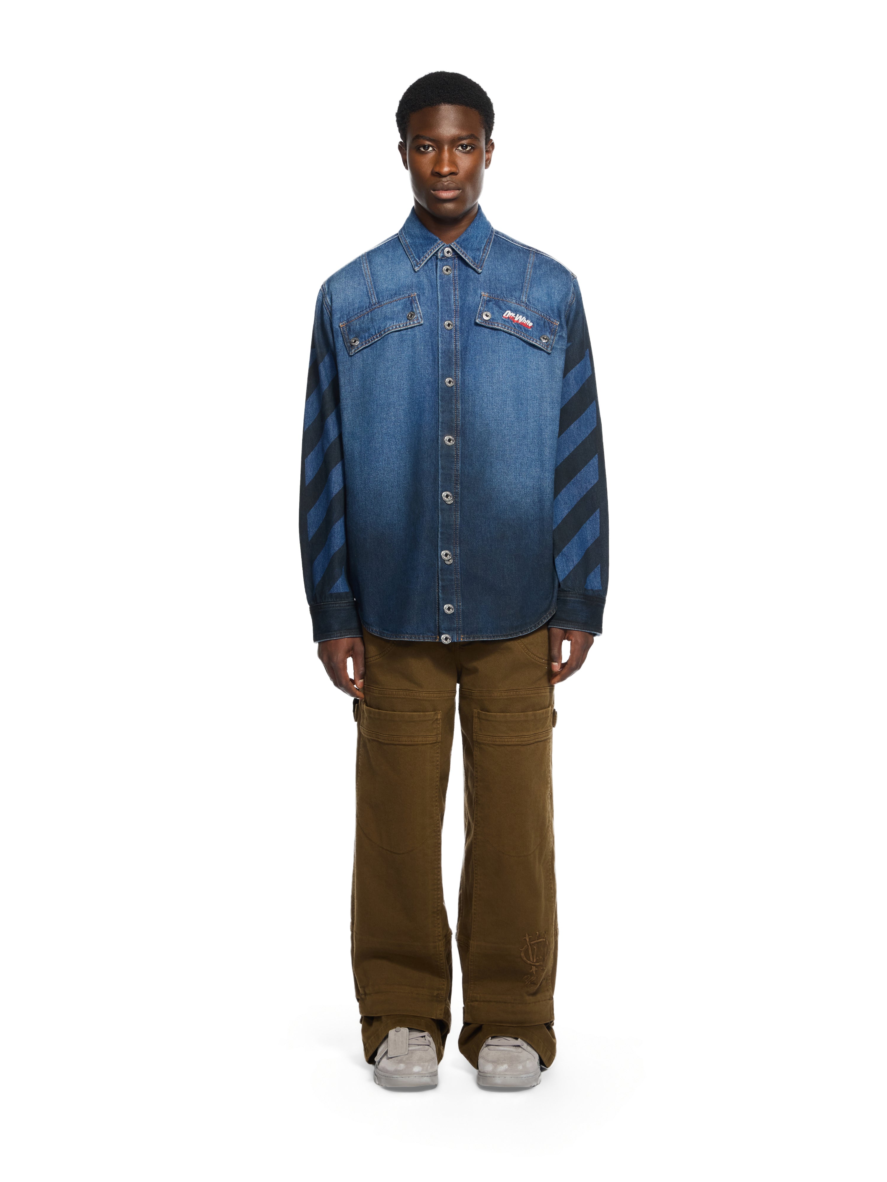 Off-White Spray Diagonal Denim Shirt Blue