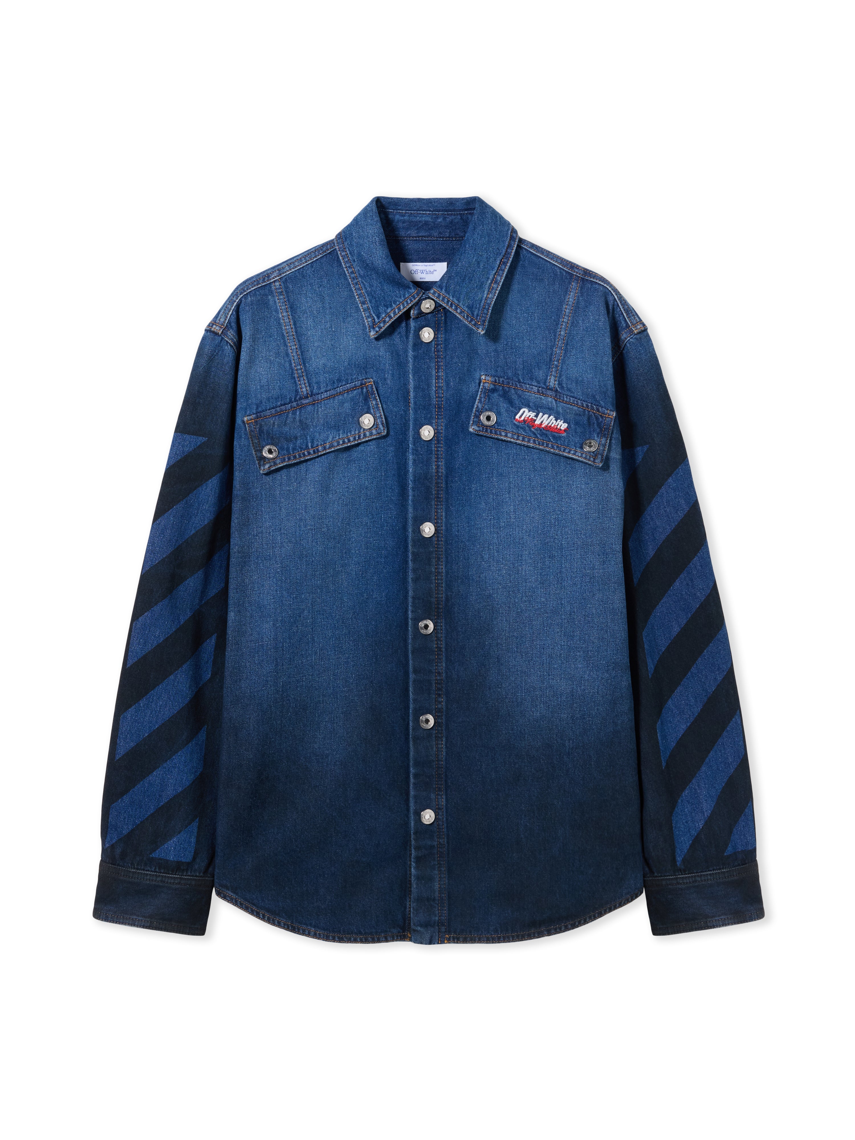 Off-White Spray Diagonal Denim Shirt Blue