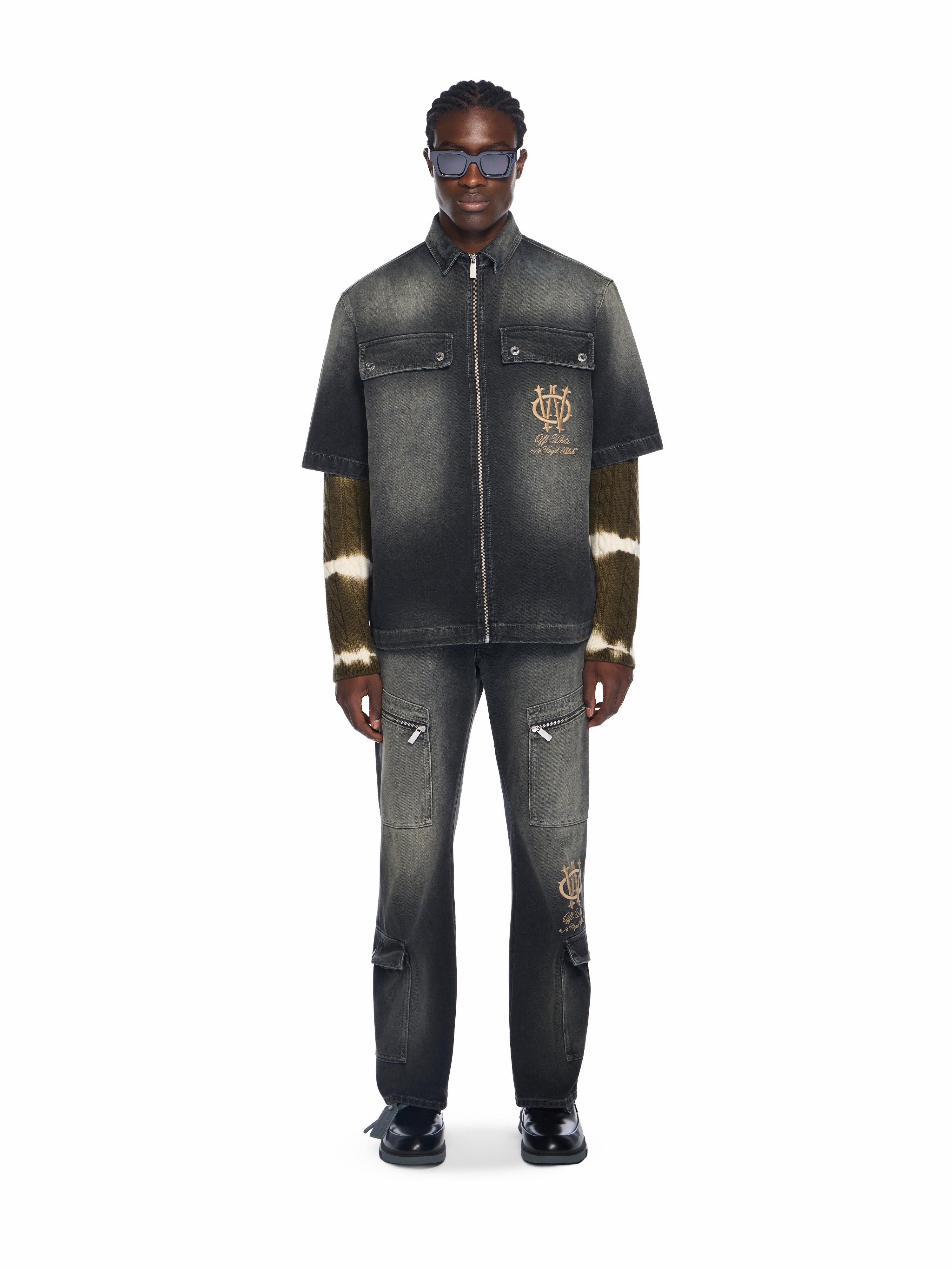 Off-White Denim Zip Bowling Shirt Black