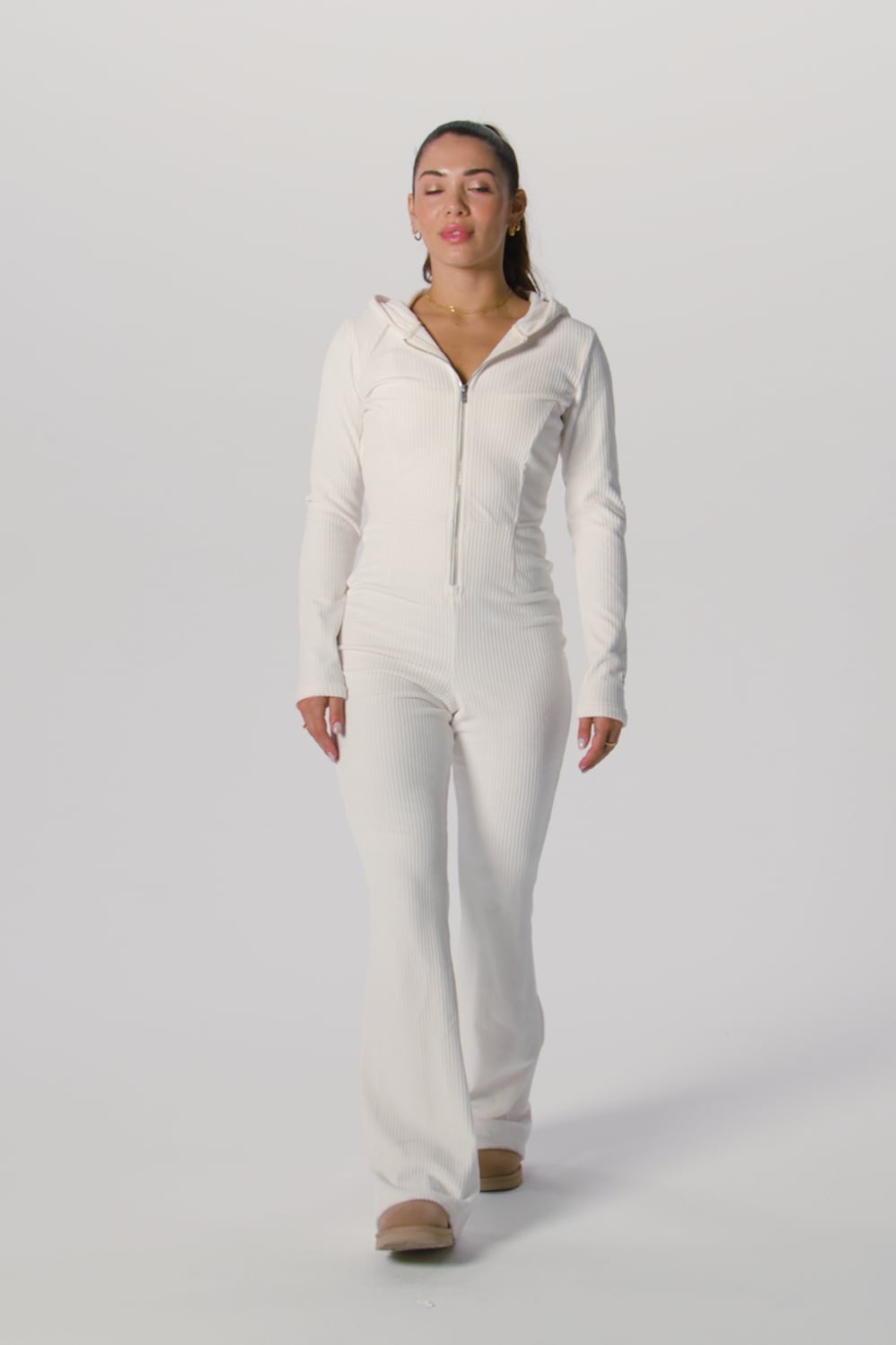 Fabletics Plush Rib Hooded Jumpsuit