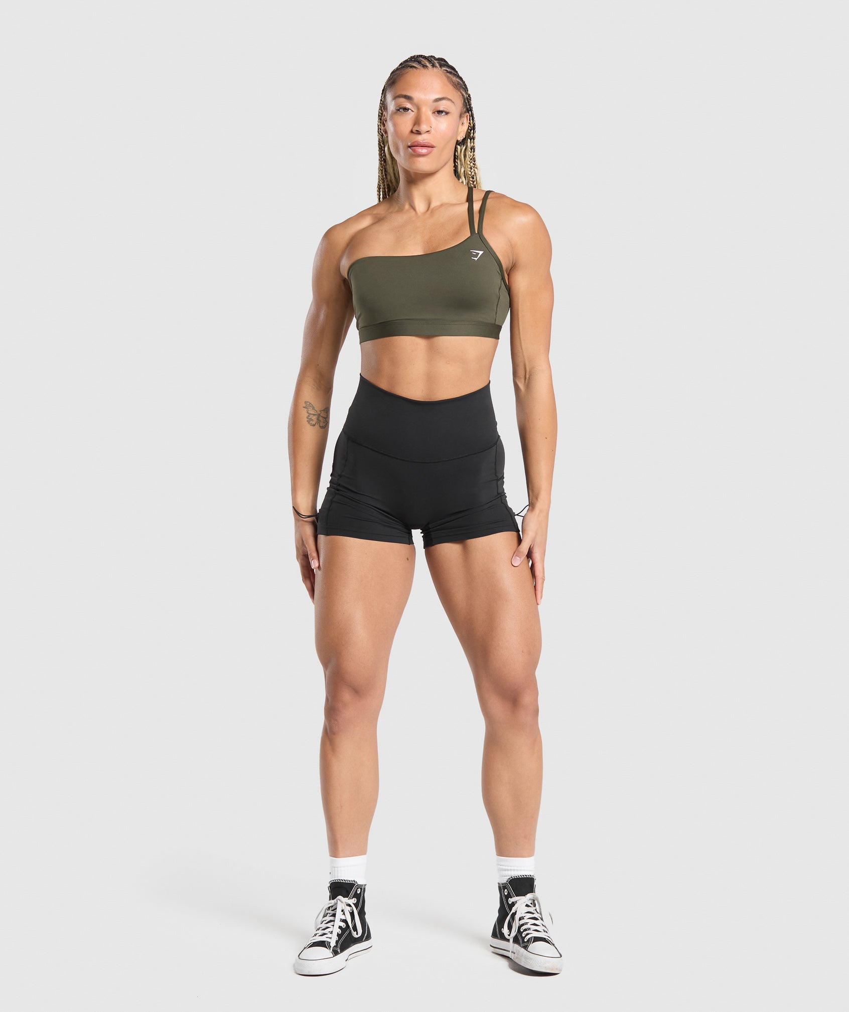 Women's Gymshark One Shoulder Sports Bra Weighted Green