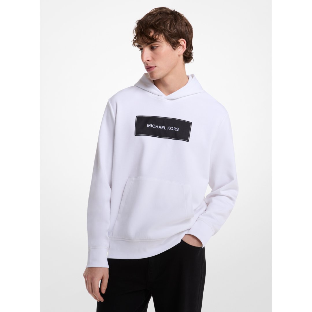Michael Kors Logo Cotton Blend Hoodie WHITE