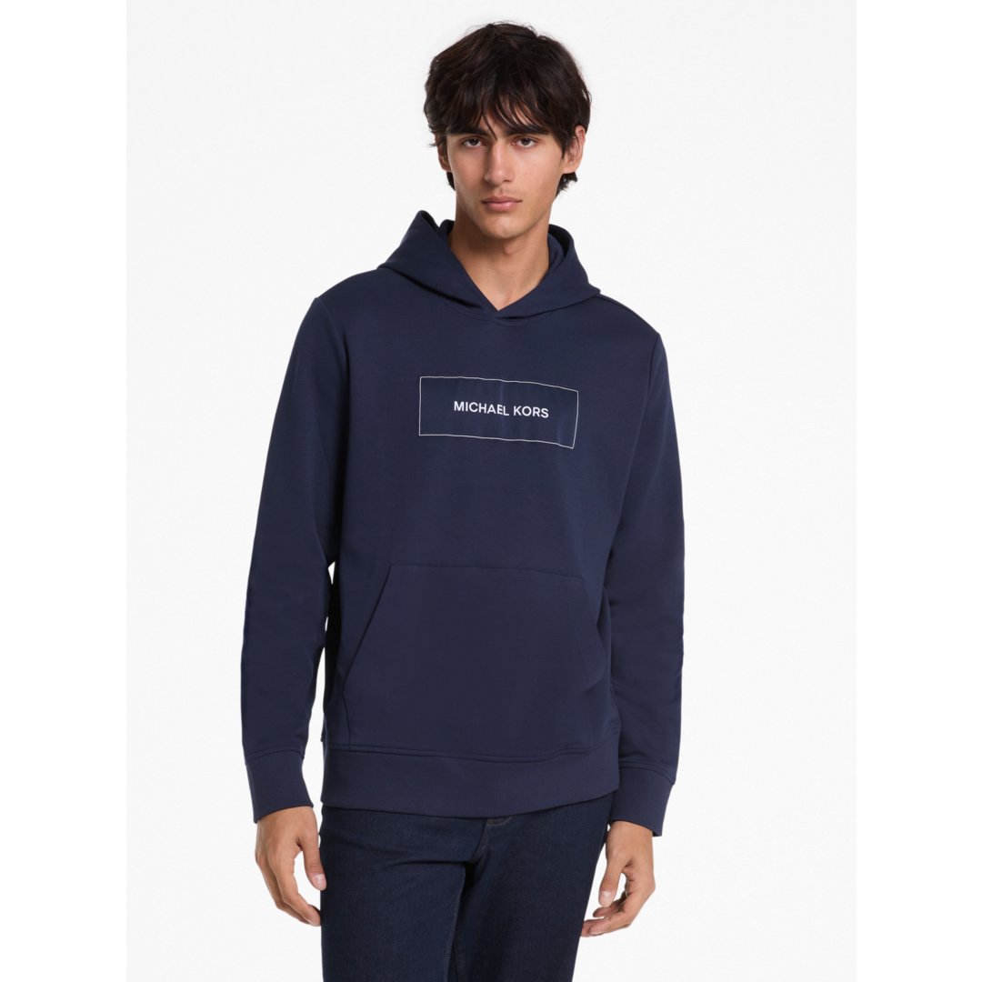 Michael Kors Logo Cotton Blend Hoodie MIDNIGHT