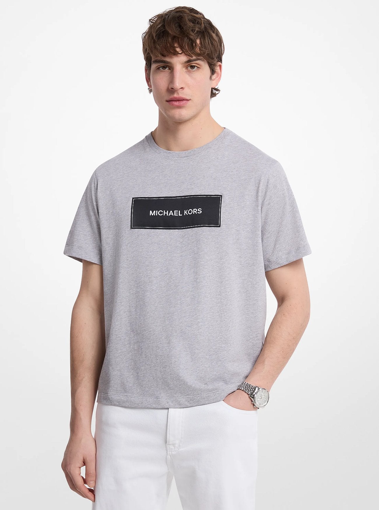 Michael Kors Logo Cotton T-Shirt HEATHER GREY