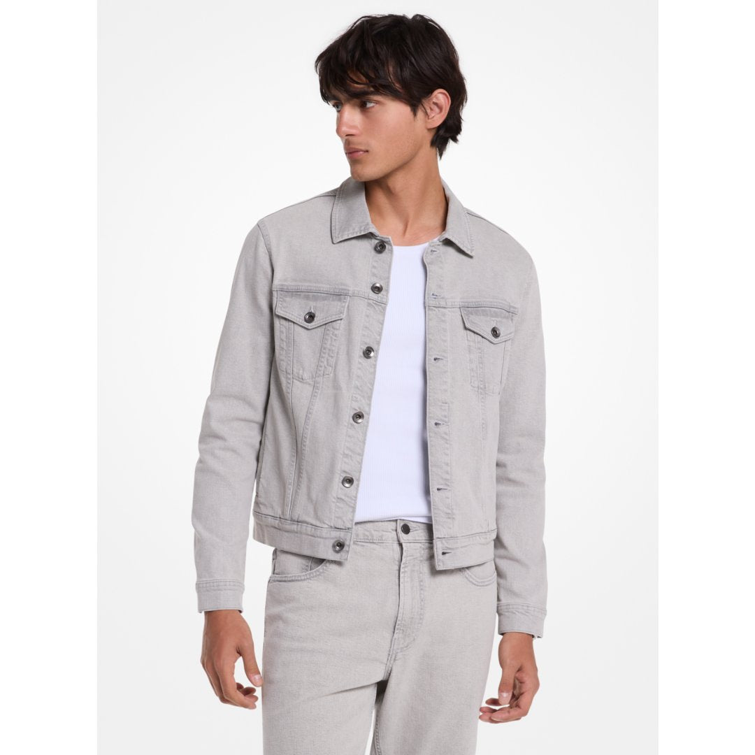 Michael Kors Stretch Denim Trucker Jacket ALUMINUM