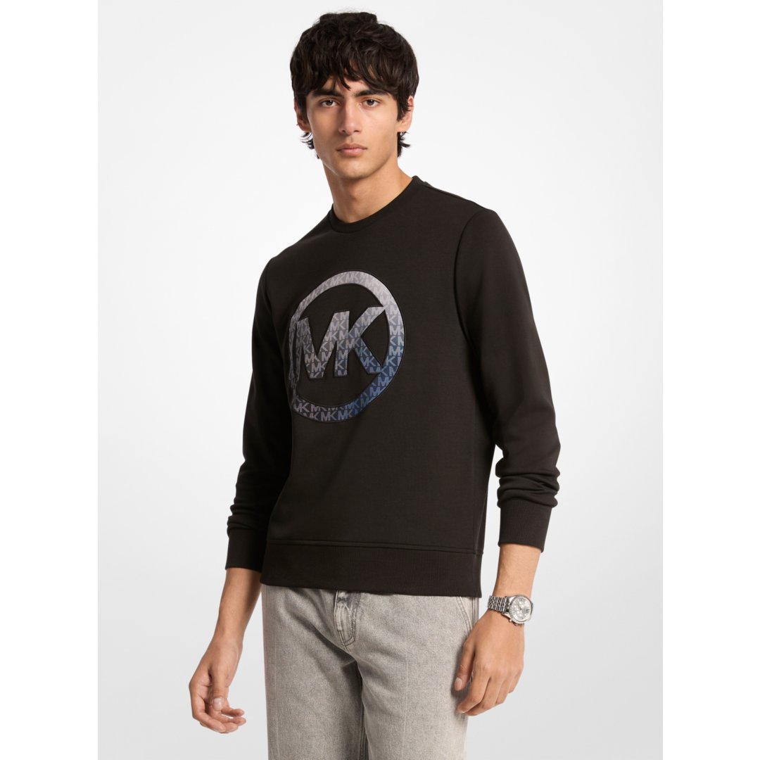 Michael Kors Ombr Logo Cotton Blend Sweater BLACK