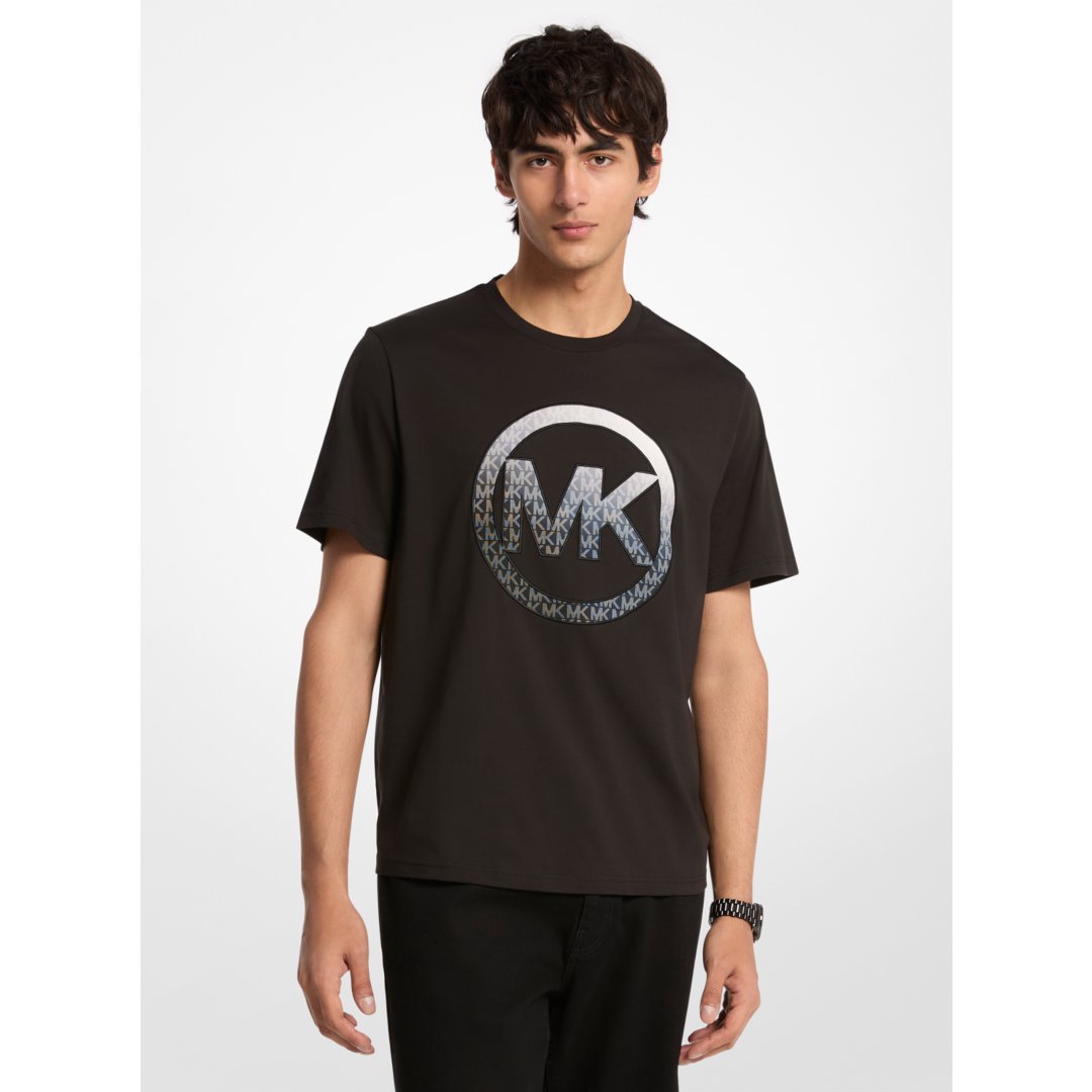 Michael Kors Ombr Logo Cotton T-Shirt BLACK