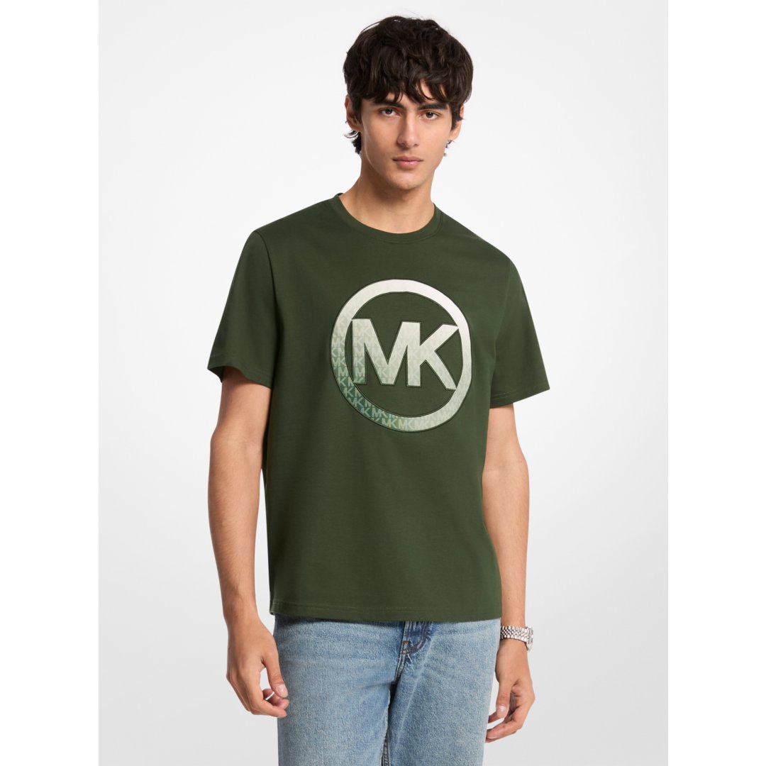 Michael Kors Ombr Logo Cotton T-Shirt DARK MOSS