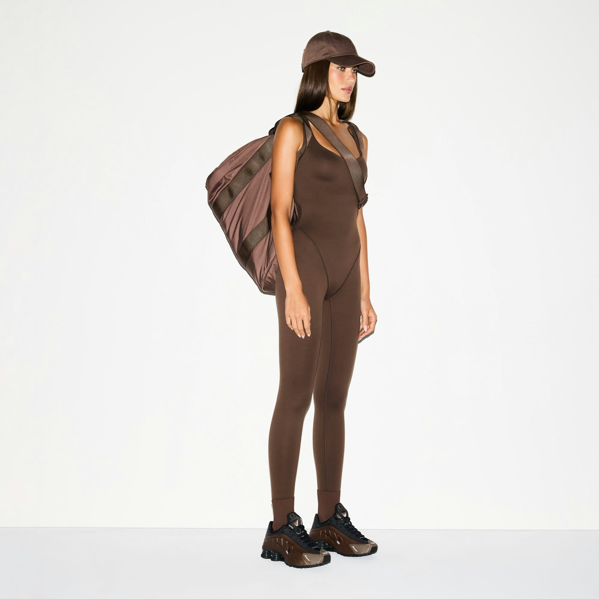 Skims Nikeskims Matte Racer Long Onesie Dark Sepia