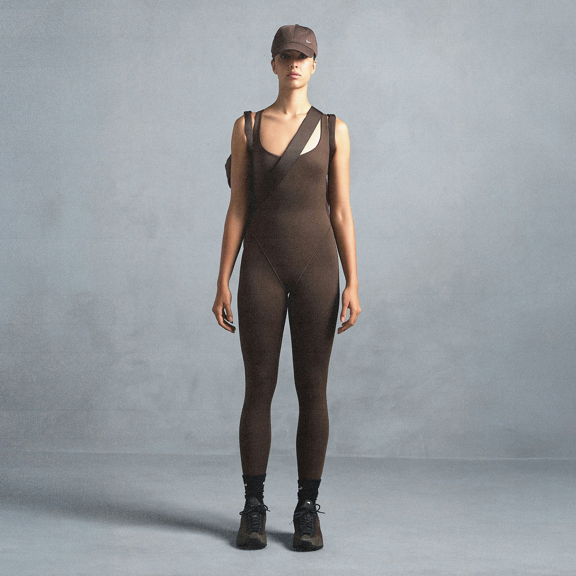 Skims Nikeskims Matte Racer Long Onesie Dark Sepia