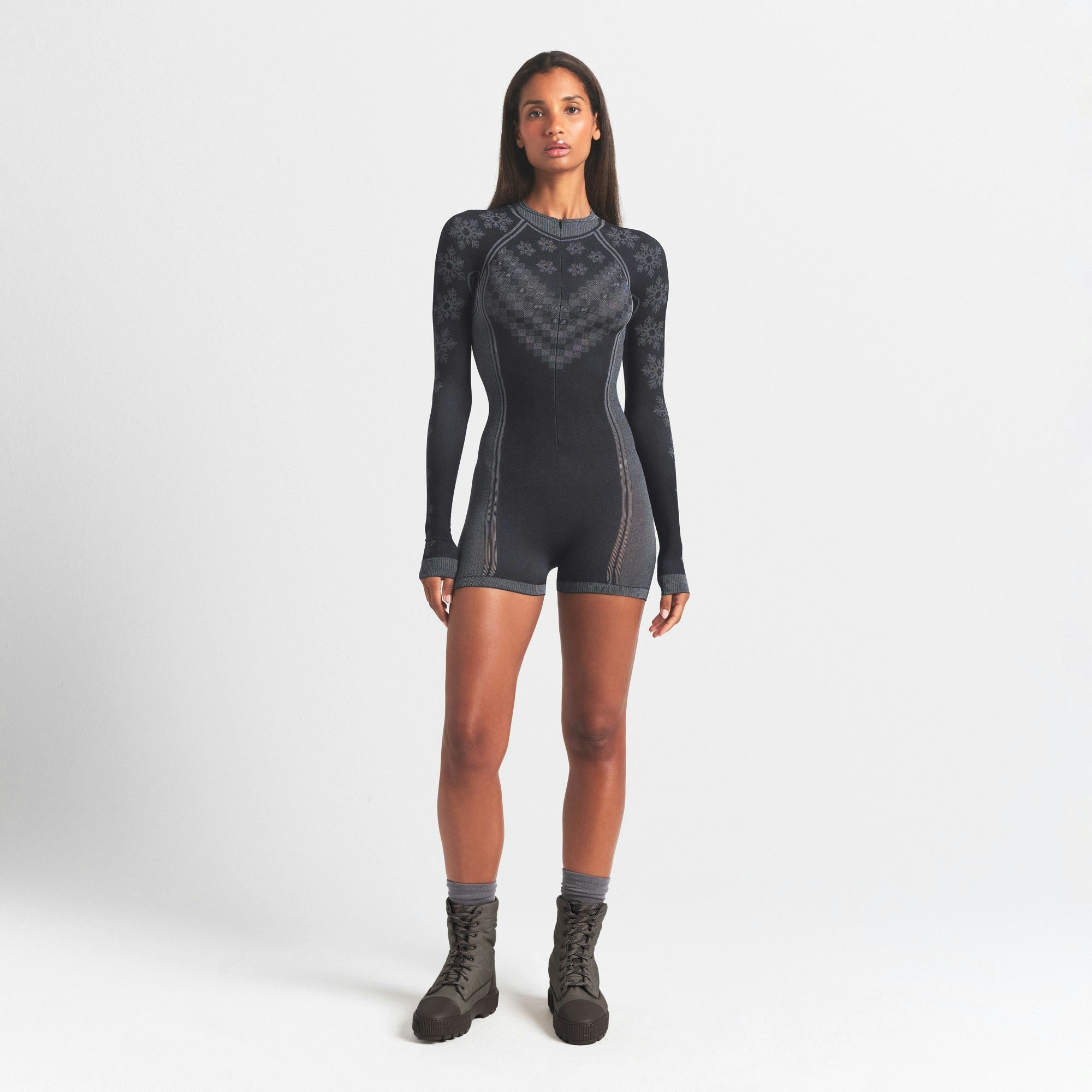 Skims Skims First Layers Half Zip Onesie Obsidian Winter Fair Isle