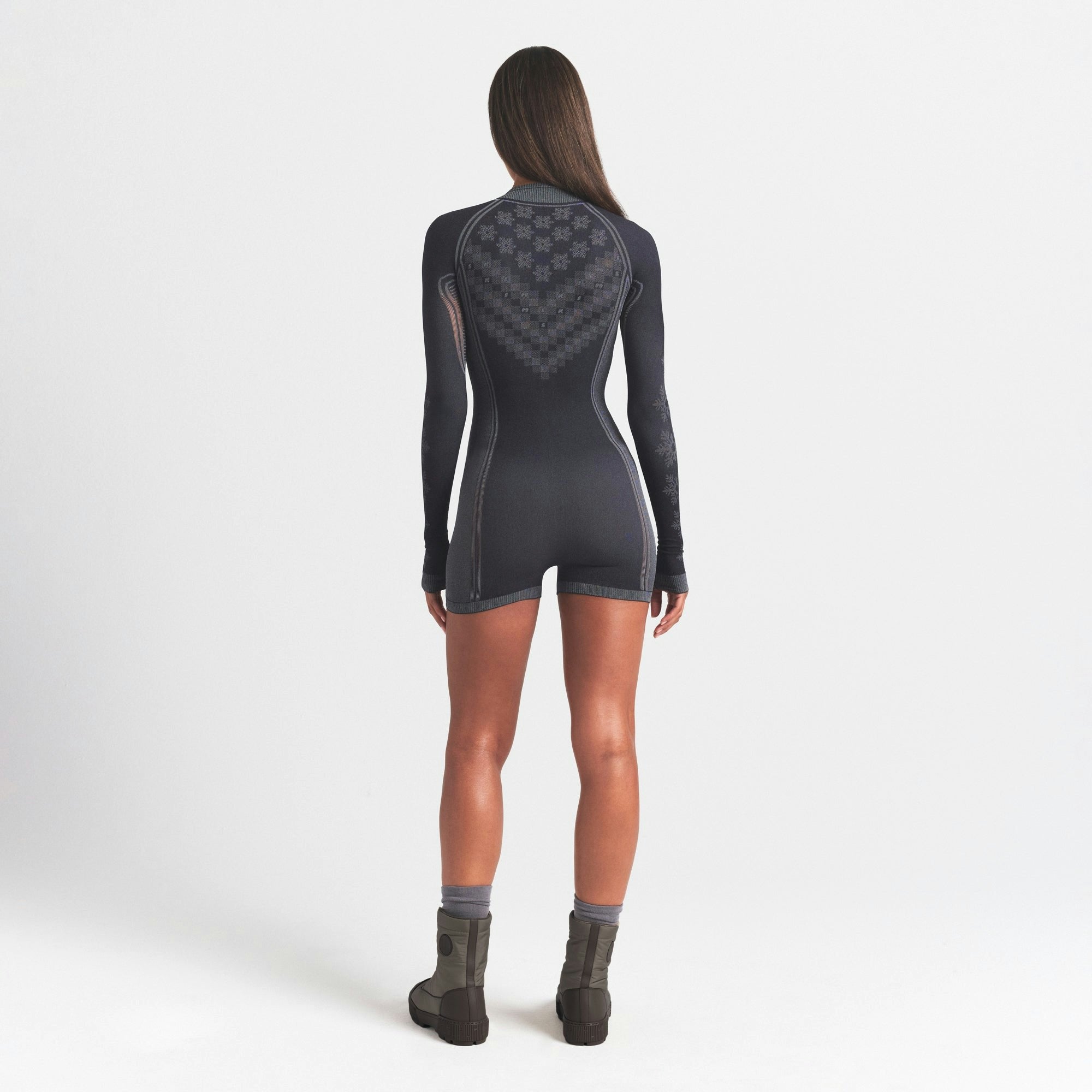 Skims Skims First Layers Half Zip Onesie Obsidian Winter Fair Isle