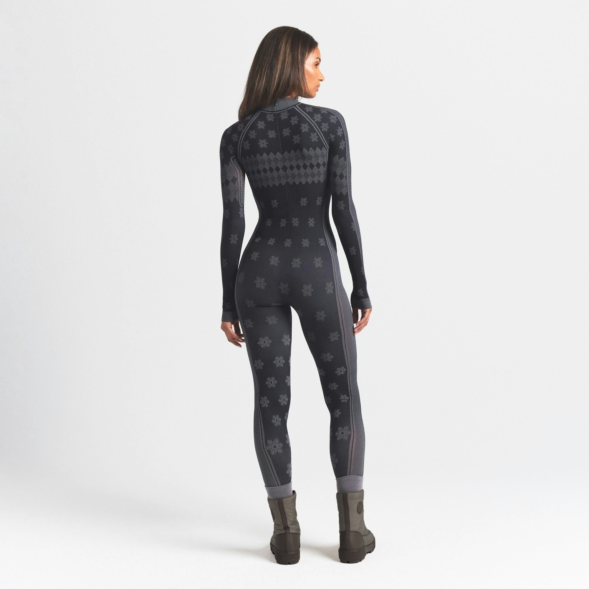 Skims Skims First Layers Turtleneck Catsuit Obsidian Winter Fair Isle