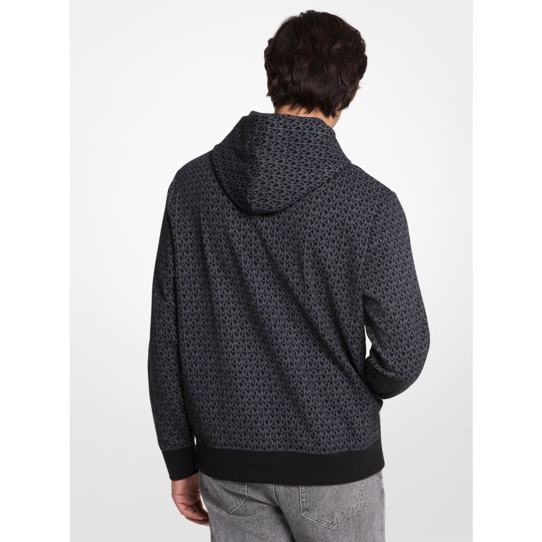 Michael Kors Signature Logo Cotton Blend Hoodie BLACK