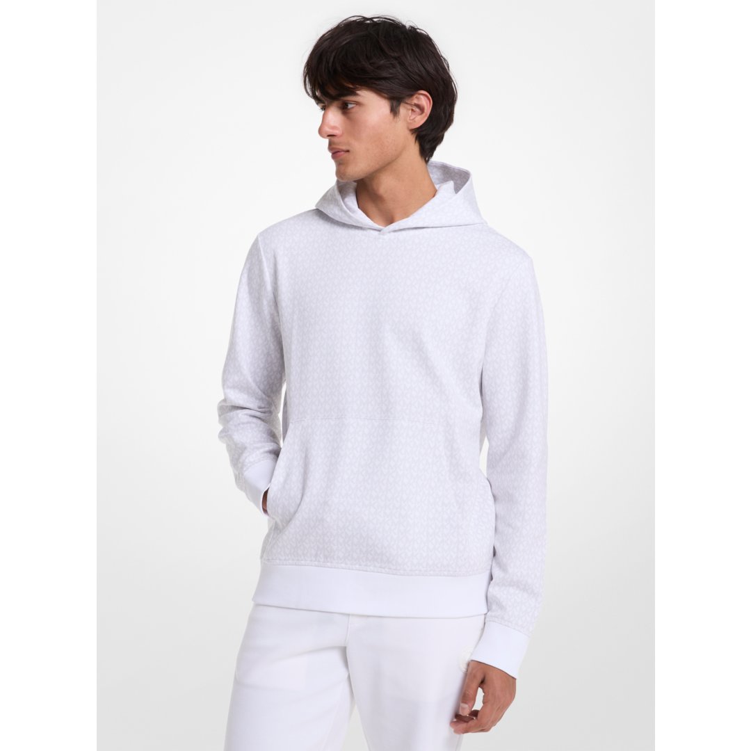 Michael Kors Signature Logo Cotton Blend Hoodie WHITE