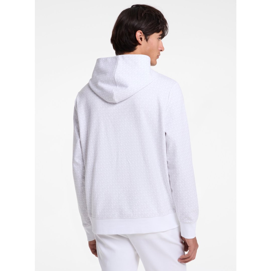 Michael Kors Signature Logo Cotton Blend Hoodie WHITE