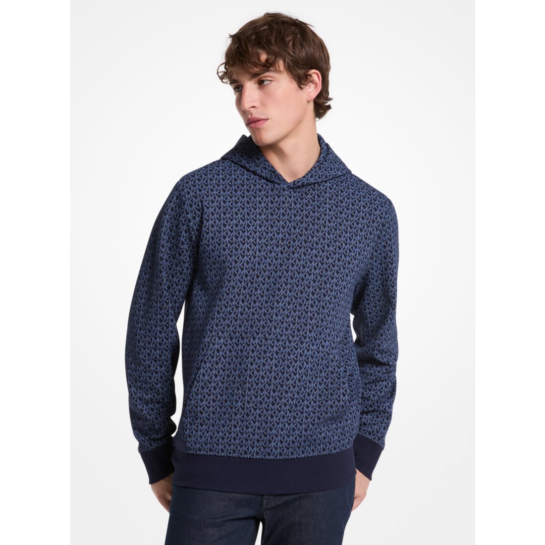 Michael Kors Signature Logo Cotton Blend Hoodie MIDNIGHT