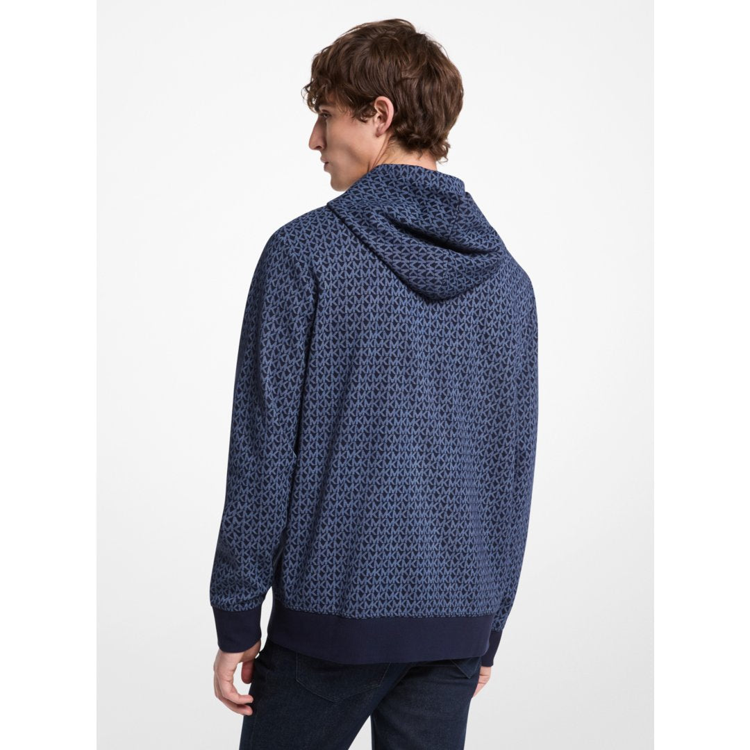 Michael Kors Signature Logo Cotton Blend Hoodie MIDNIGHT