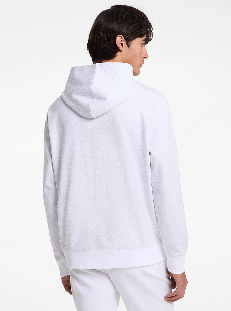 Michael Kors Signature Logo Cotton Blend Hoodie WHITE