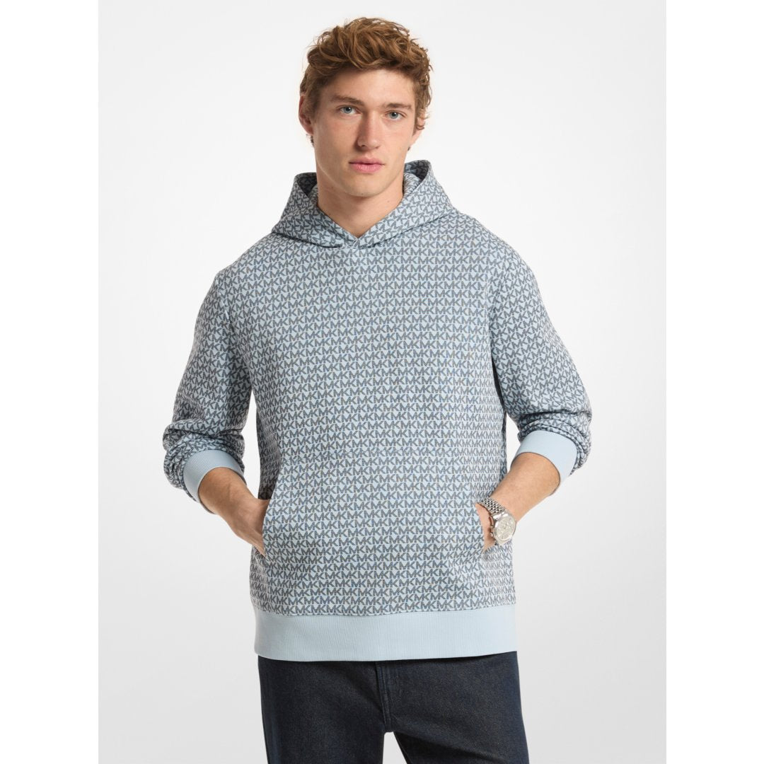 Michael Kors Signature Logo Cotton Blend Hoodie PASTEL BLUE