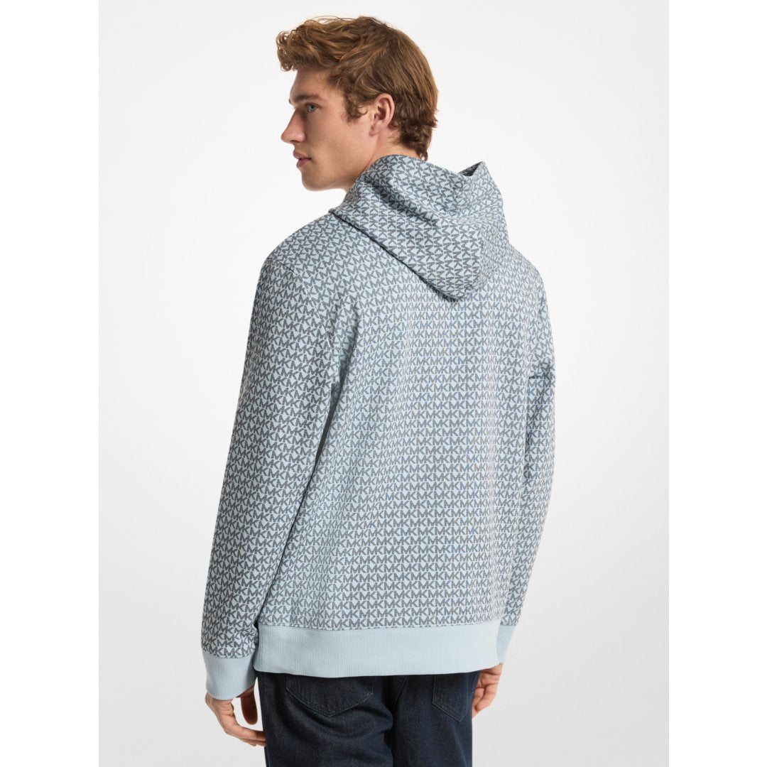 Michael Kors Signature Logo Cotton Blend Hoodie PASTEL BLUE
