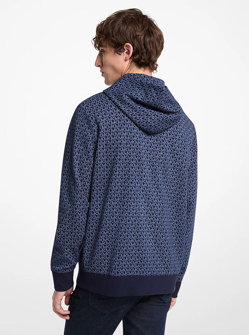 Michael Kors Signature Logo Cotton Blend Hoodie MIDNIGHT