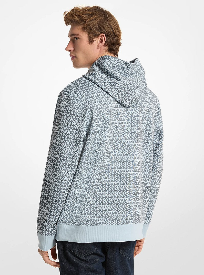 Michael Kors Signature Logo Cotton Blend Hoodie PASTEL BLUE
