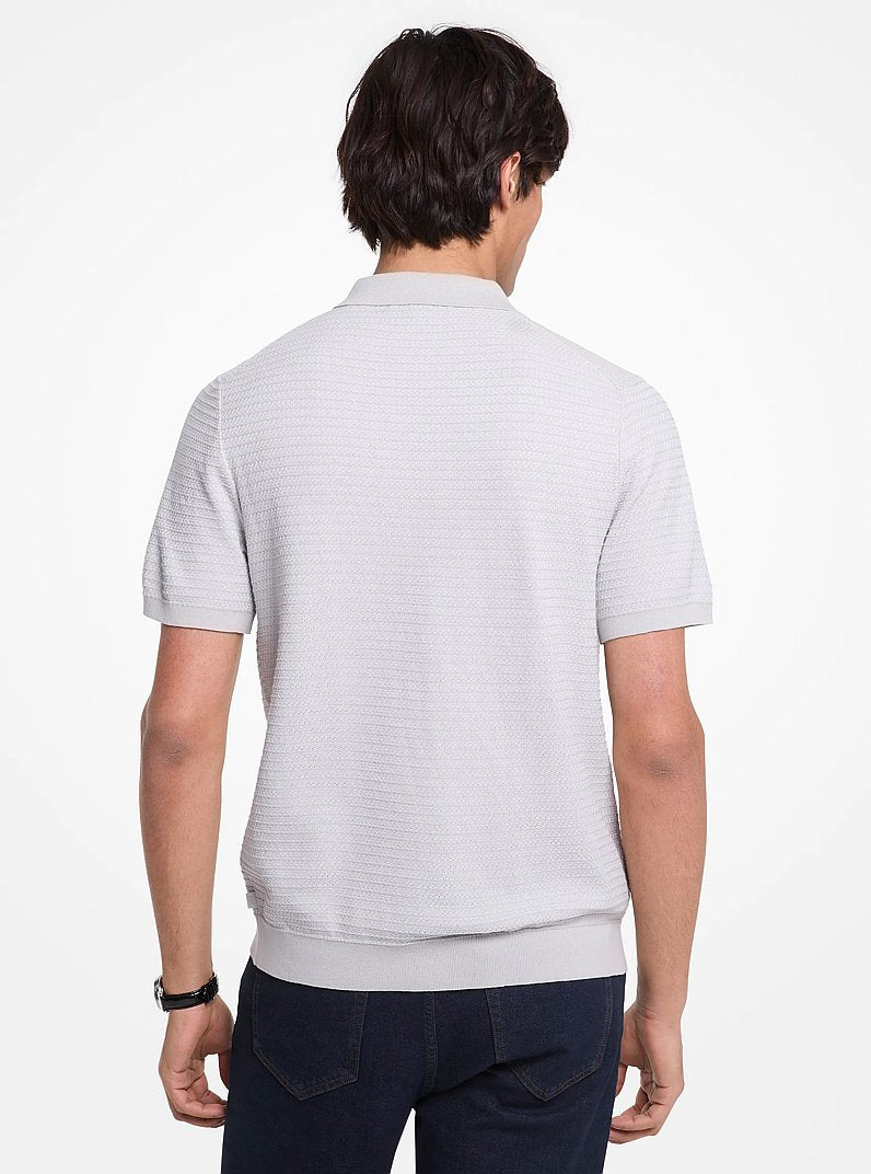 Michael Kors Cotton Tuck Stitch Shirt PEARL GREY