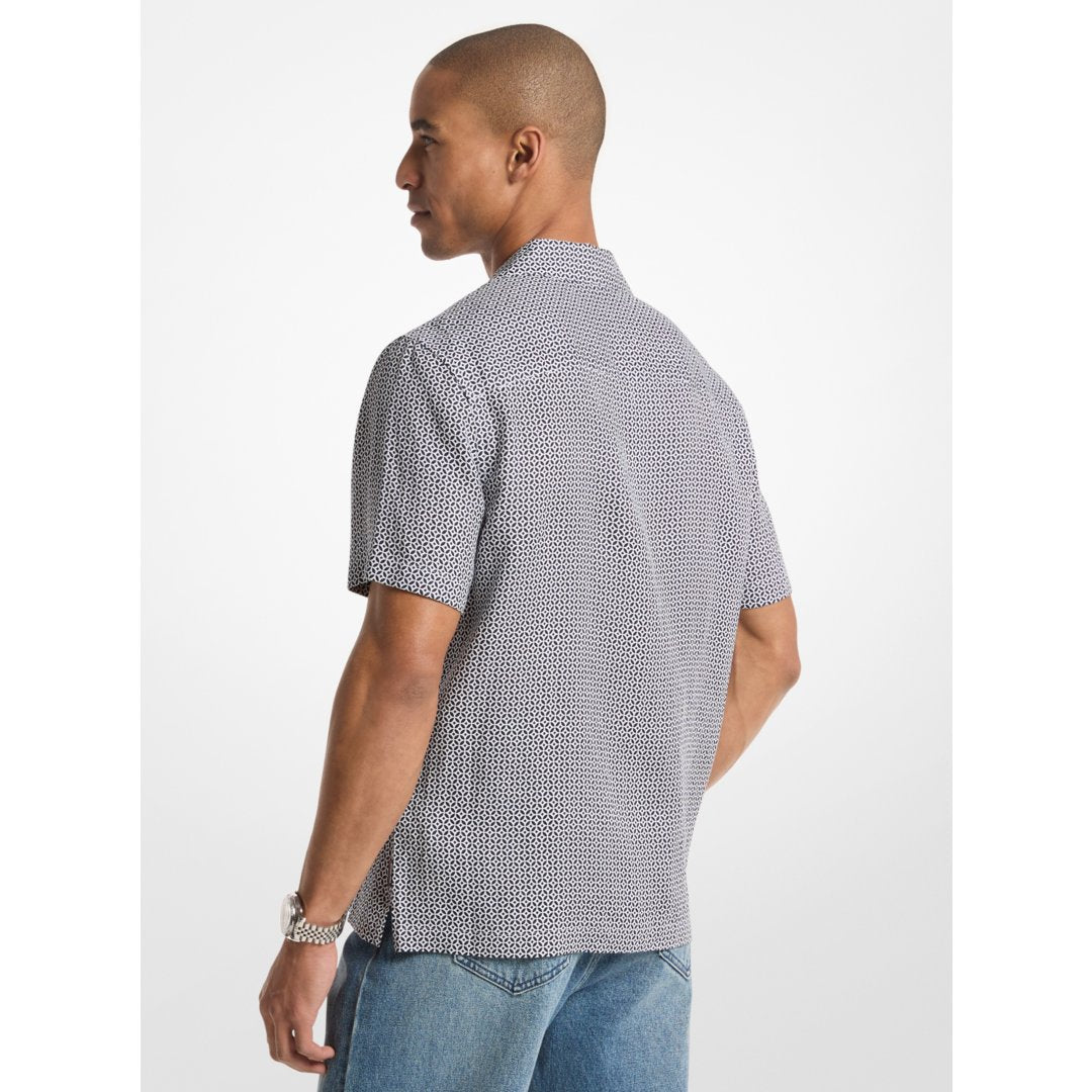 Michael Kors Tile Print Linen Shirt MIDNIGHT