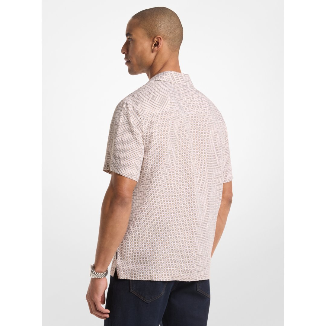 Michael Kors Tile Print Linen Shirt DARK CAMEL
