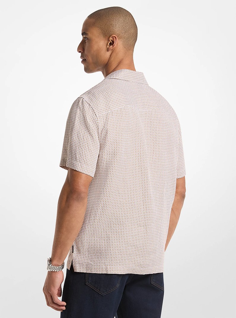 Michael Kors Tile Print Linen Shirt DARK CAMEL