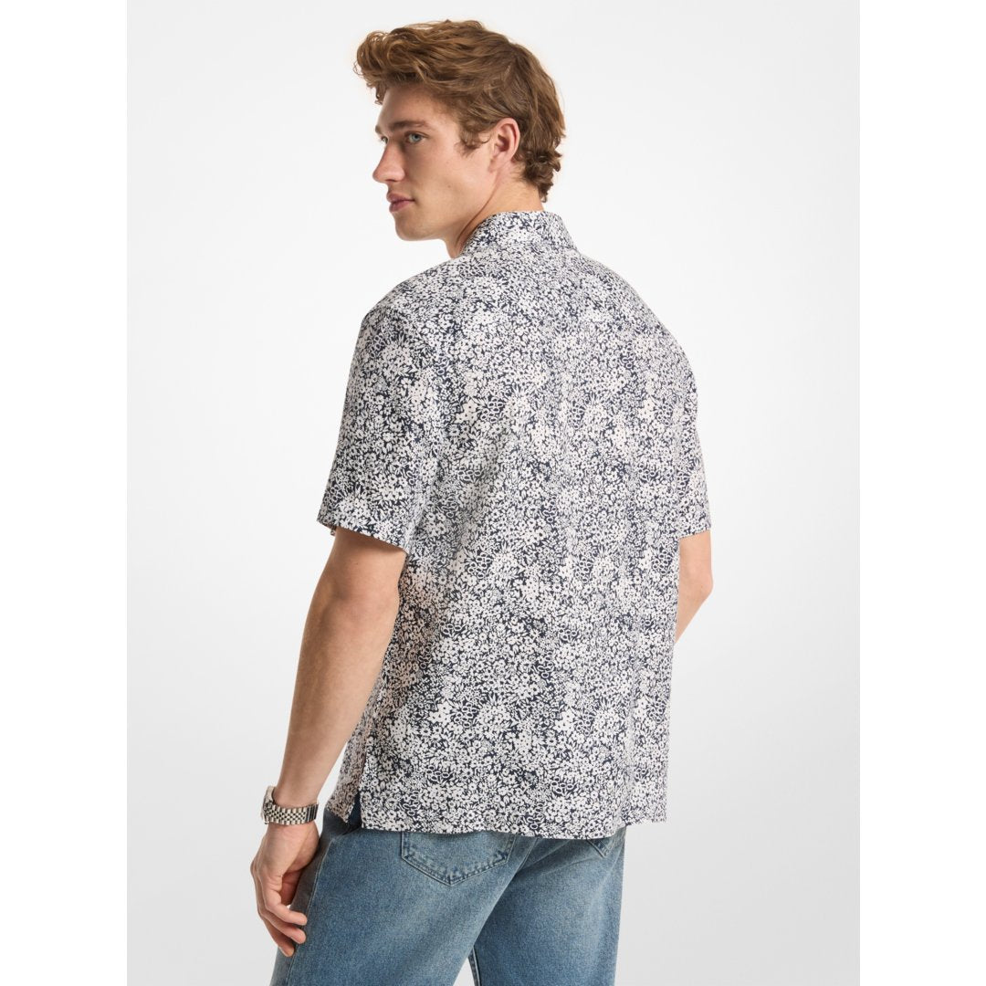 Michael Kors Floral Print Linen Shirt MIDNIGHT