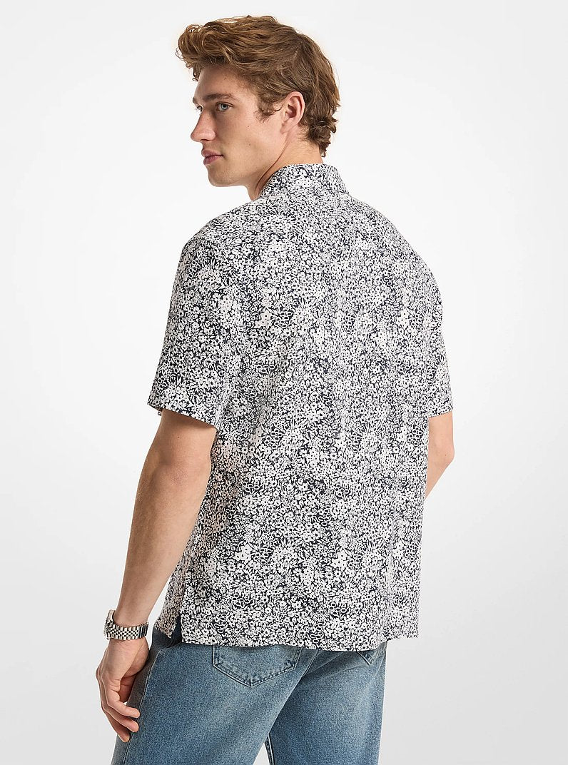 Michael Kors Floral Print Linen Shirt MIDNIGHT