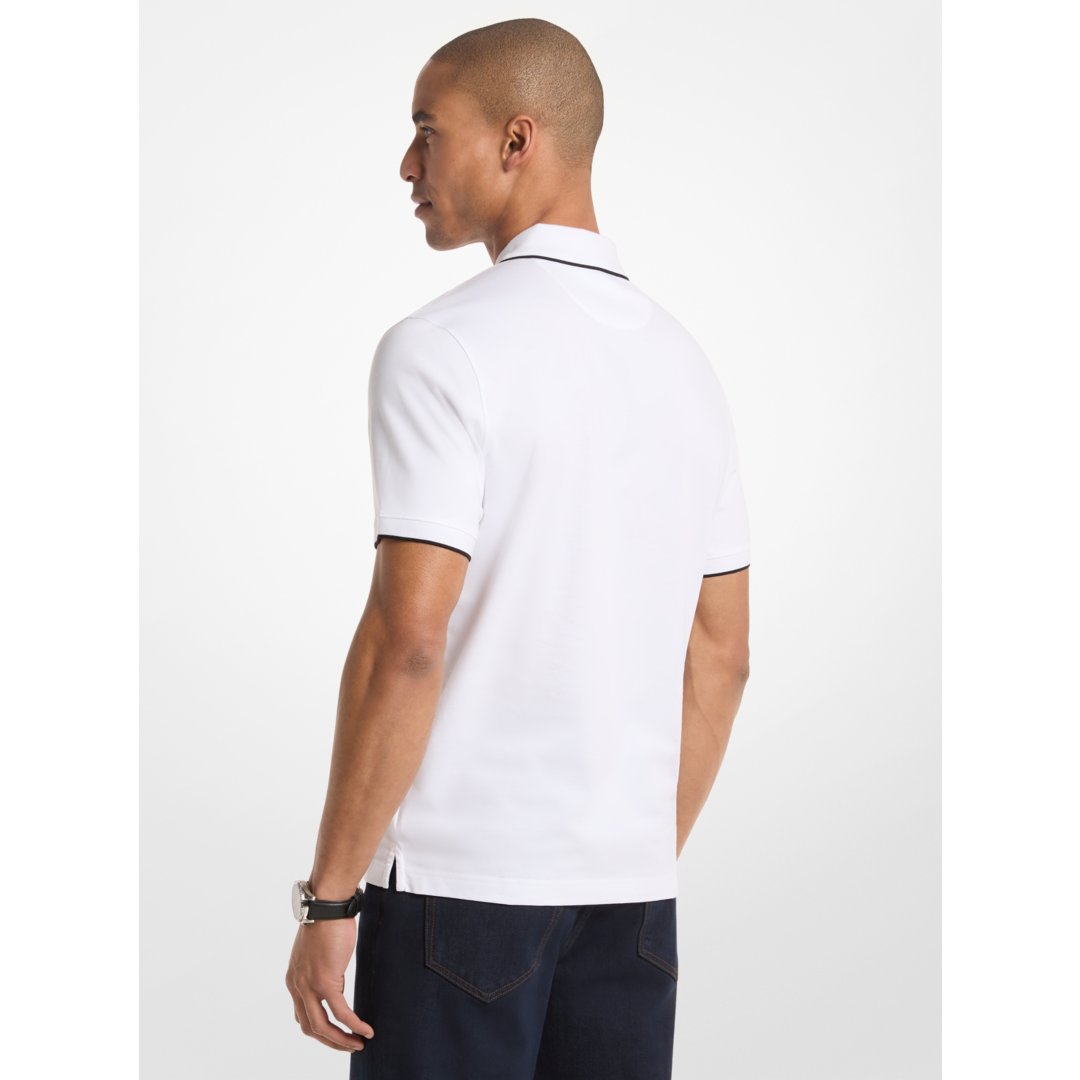 Michael Kors Cotton Jersey Zip-Up Polo Shirt WHITE