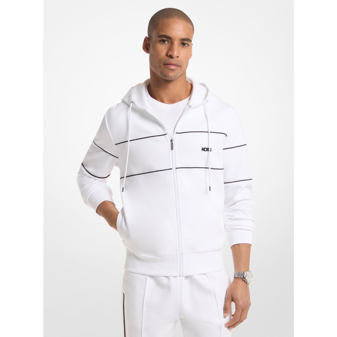 Michael Kors Cotton Blend Zip-Up Hoodie WHITE