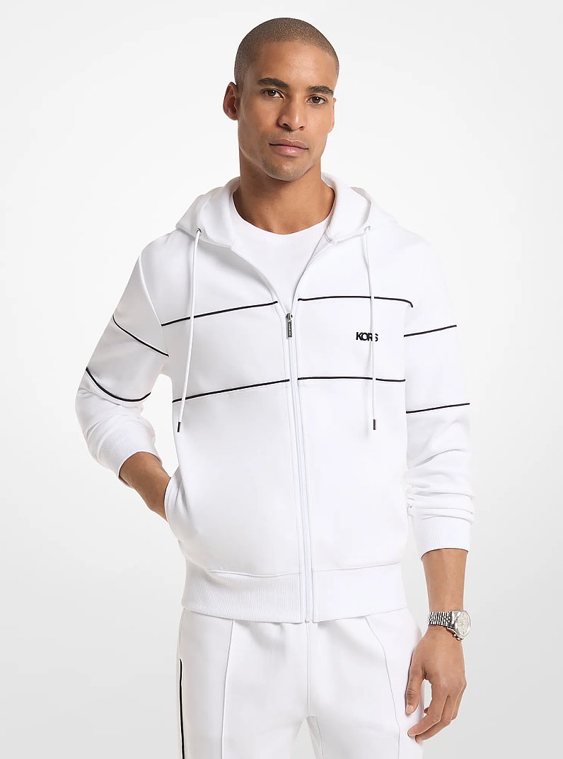 Michael Kors Cotton Blend Zip-Up Hoodie WHITE