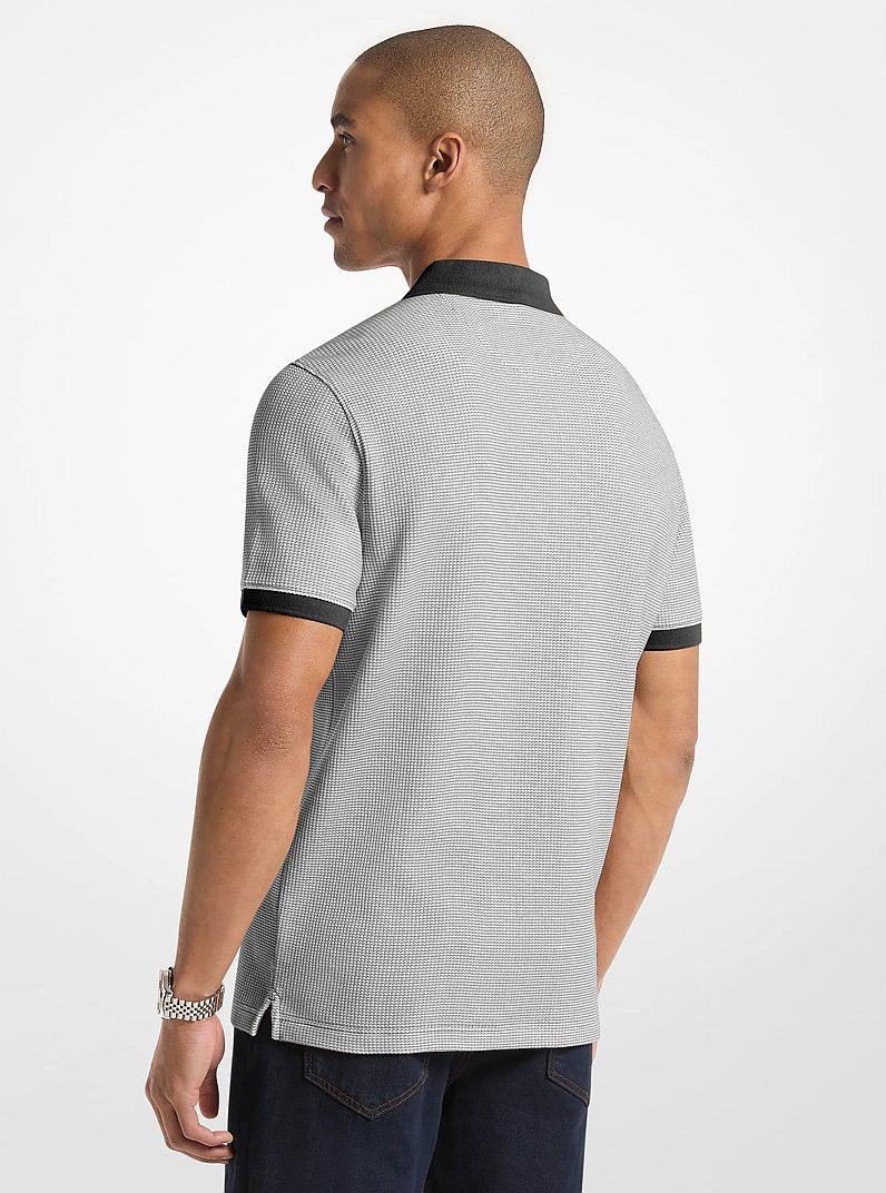 Michael Kors Waffle Stretch Cotton Polo Shirt BLACK