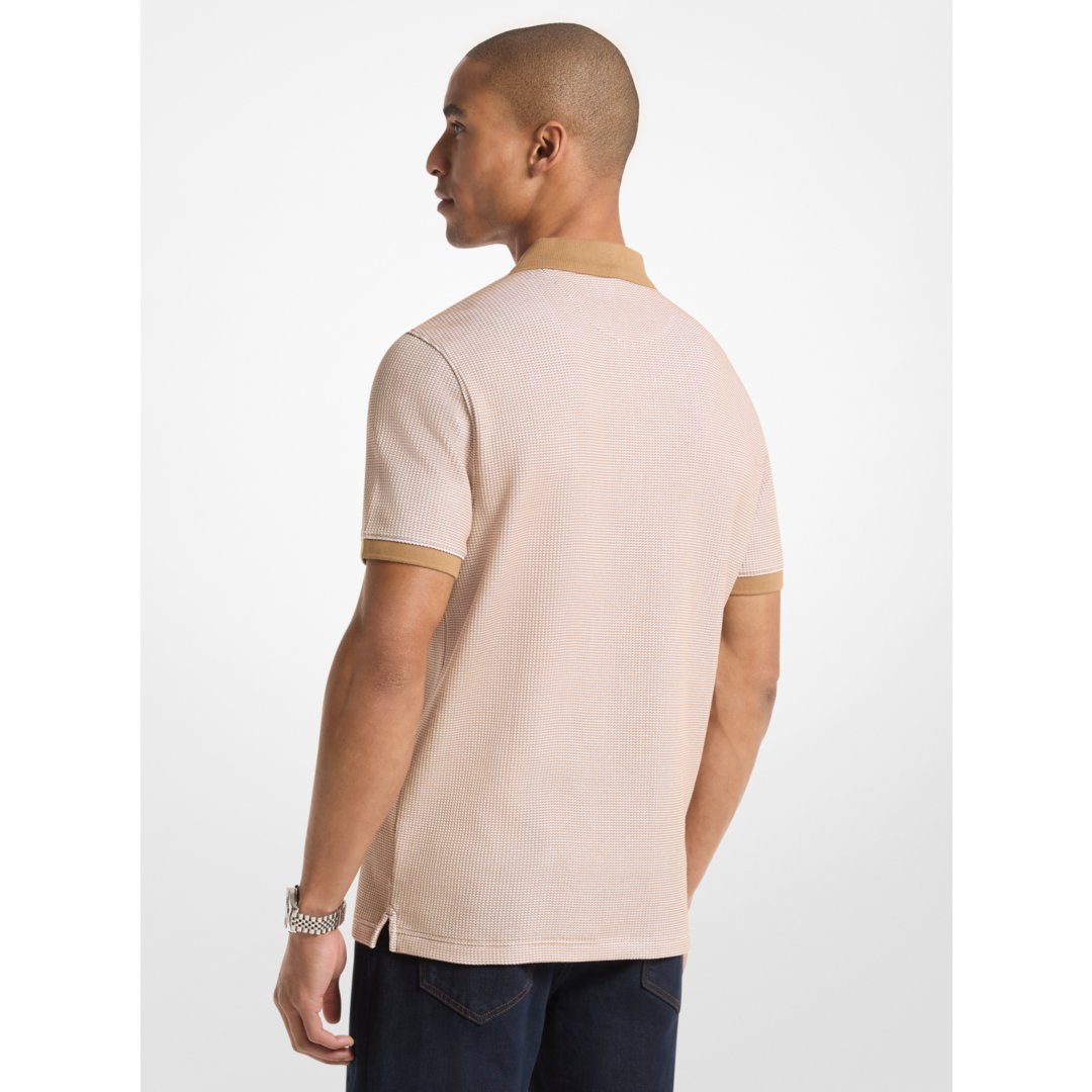 Michael Kors Waffle Stretch Cotton Polo Shirt DARK CAMEL